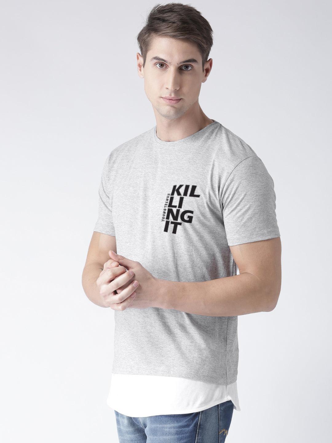 Mens Halfsleeve Layer Round hem Combo Pocket Printed Tshirts - Young Trendz