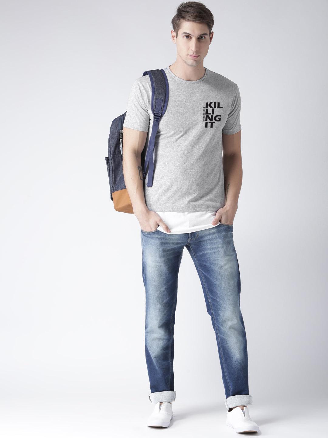 Mens Halfsleeve Layer Round hem Combo Pocket Printed Tshirts - Young Trendz