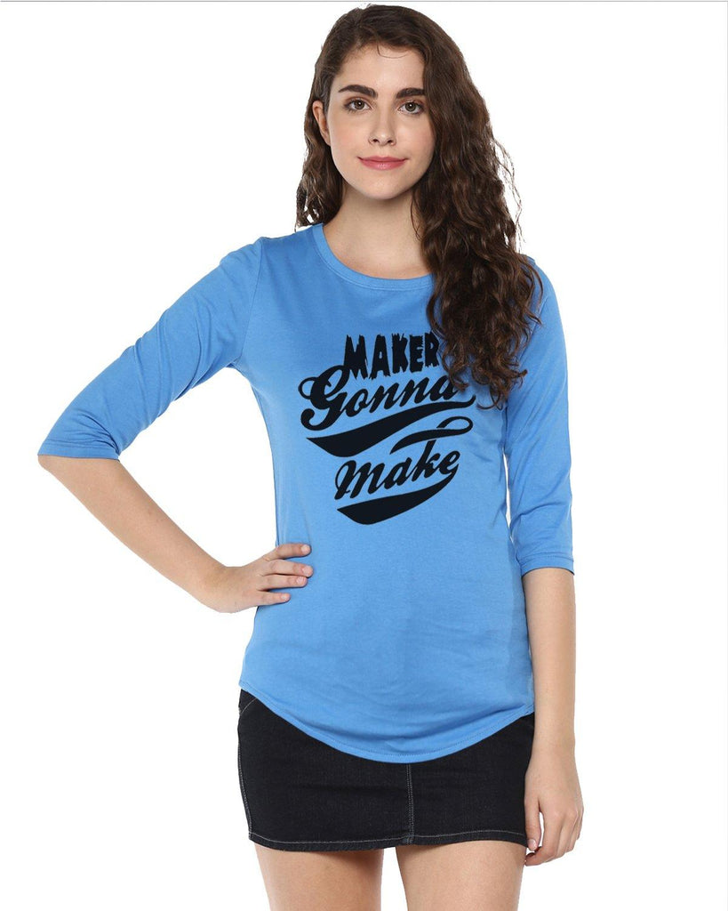 Womens 34U Maker Printed Blue Color Tshirts - Young Trendz