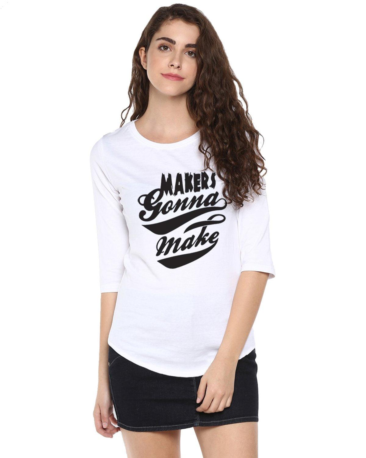 Womens 34U Maker Printed White Color Tshirts - Young Trendz