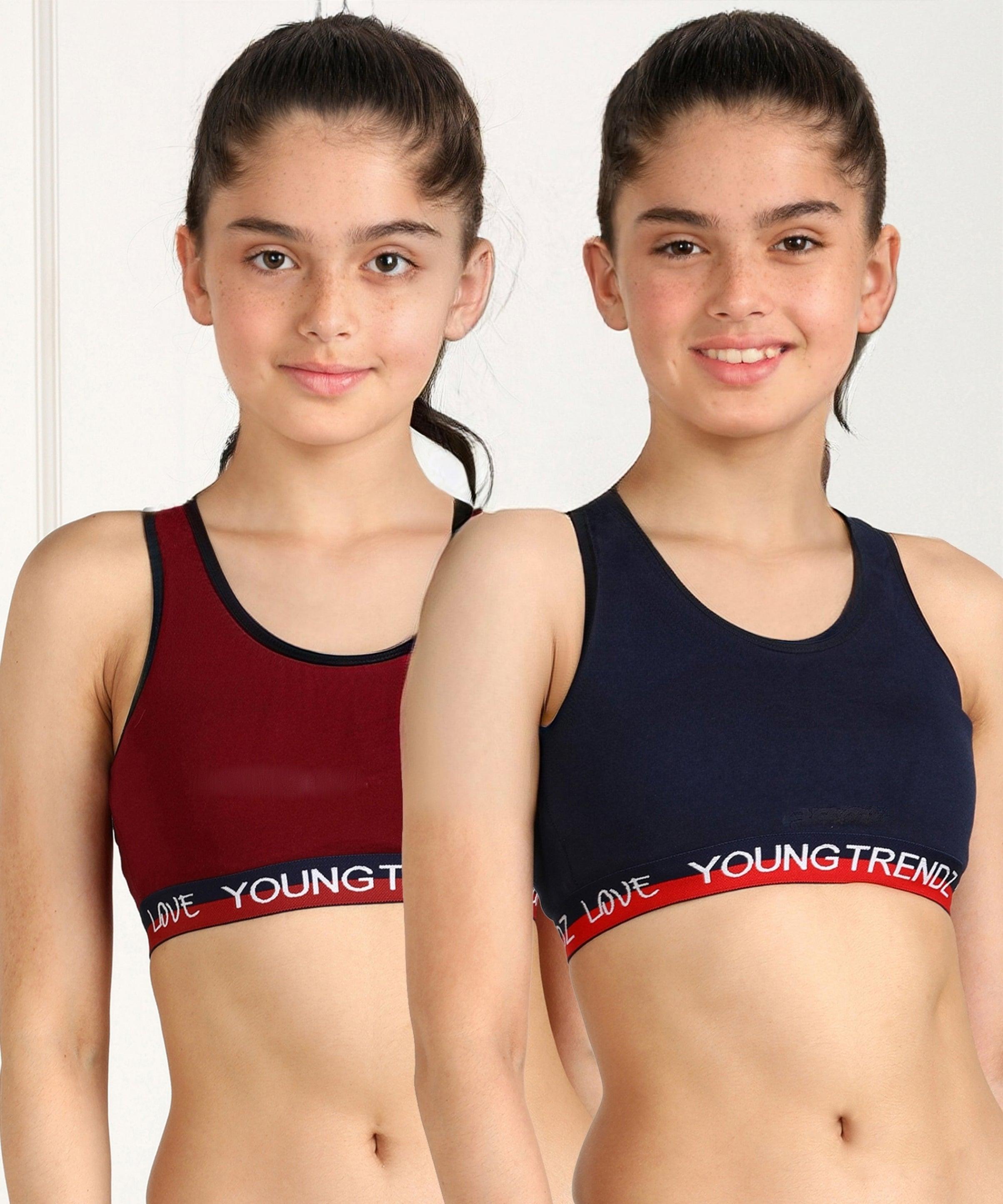 Young Trendz Girls Non Padded Love Elastic Combo Sports Bra(Pack of 2) - Young Trendz