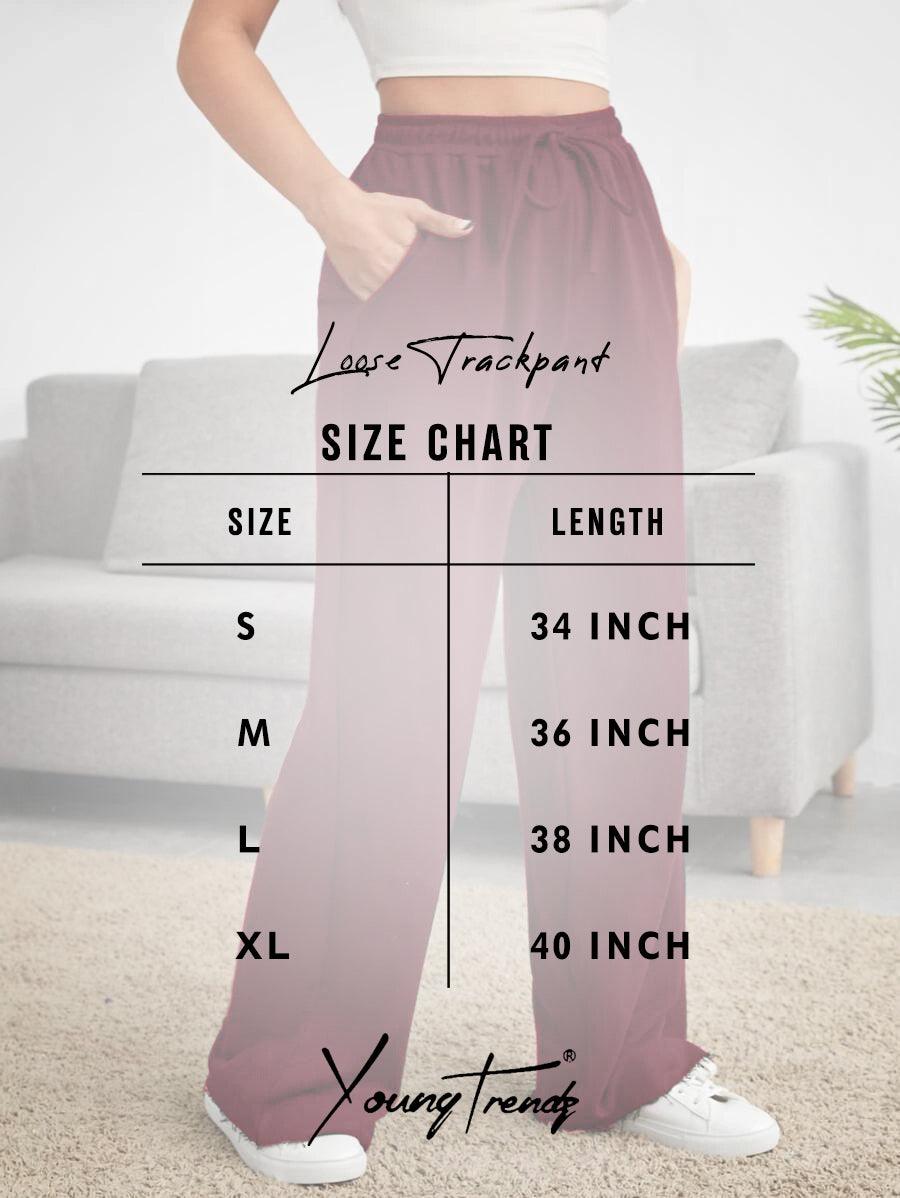 Womens Solid Loose Track Pants (Maroon) - Young Trendz