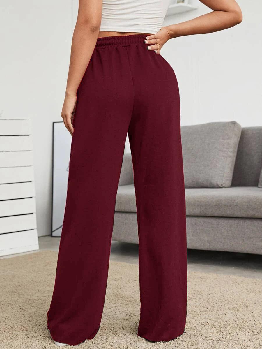 Womens Solid Loose Track Pants (Maroon) - Young Trendz
