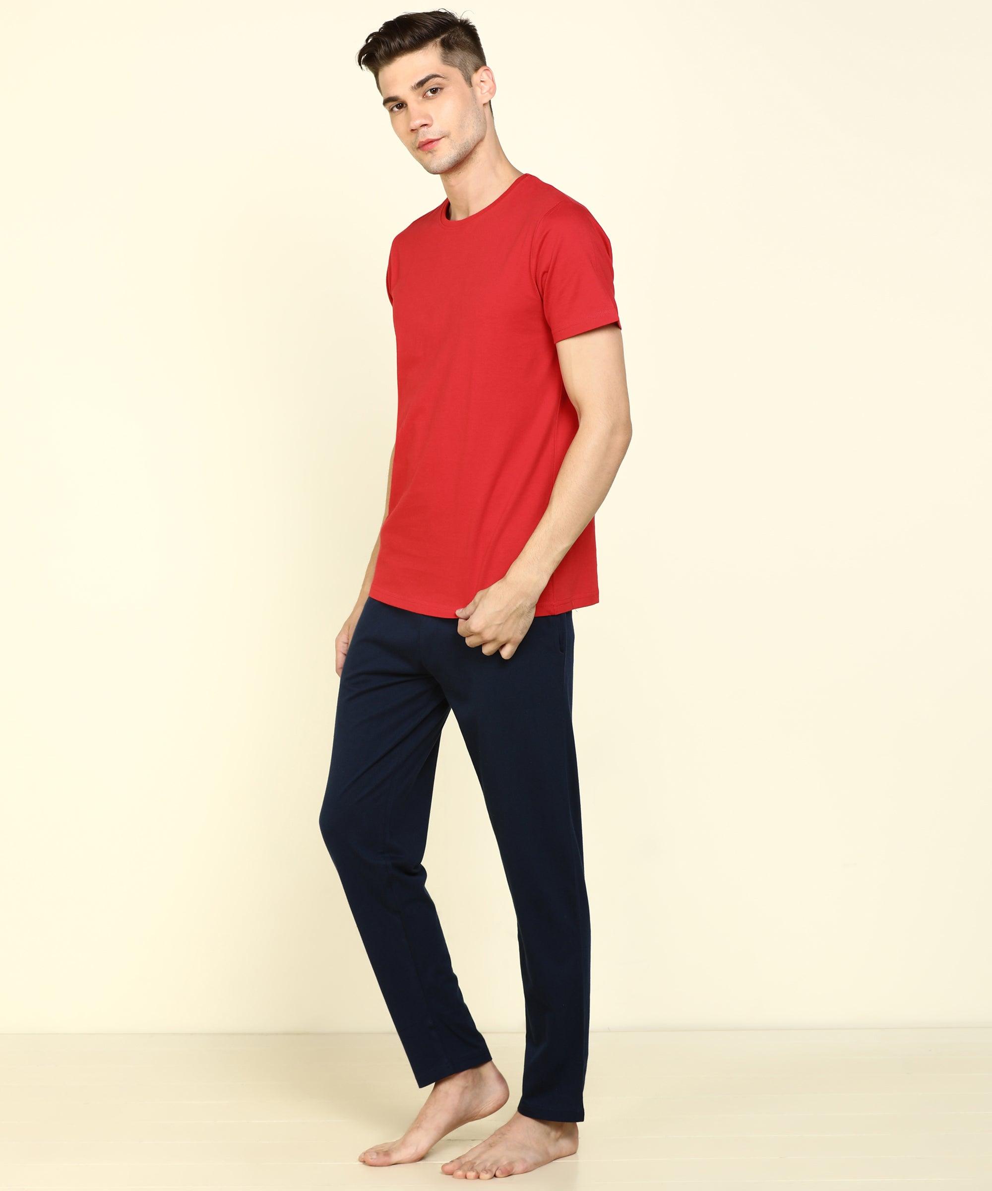 Mens Tee & Pyjama - Red&Navy Co-ord Set - Young Trendz
