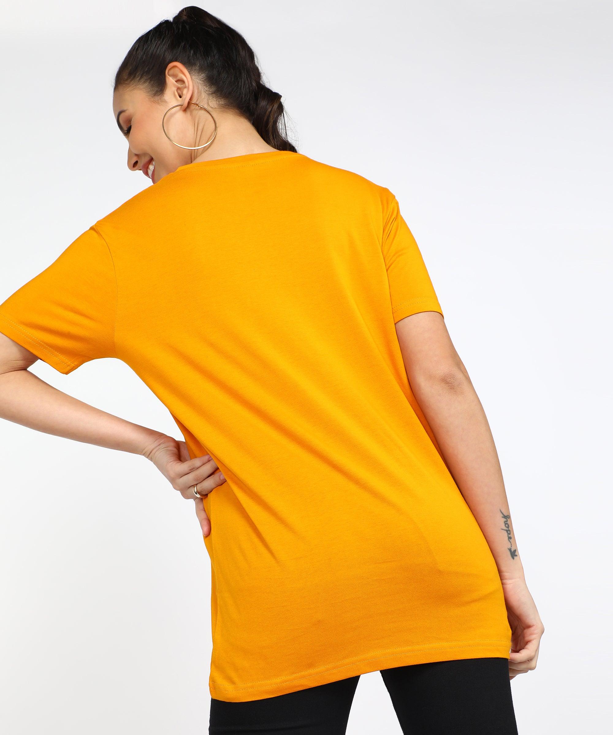 Solid Womens Oversize Tshirt Solid Men Round Neck Mustard T-Shirt - Young Trendz