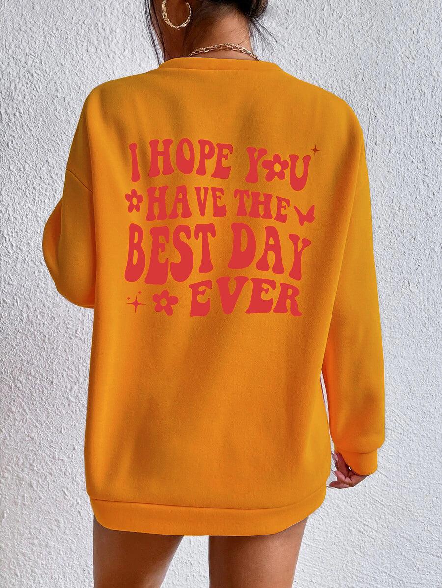 Women's Oversized Sweatshirt I hope You (Mustard) - Young Trendz