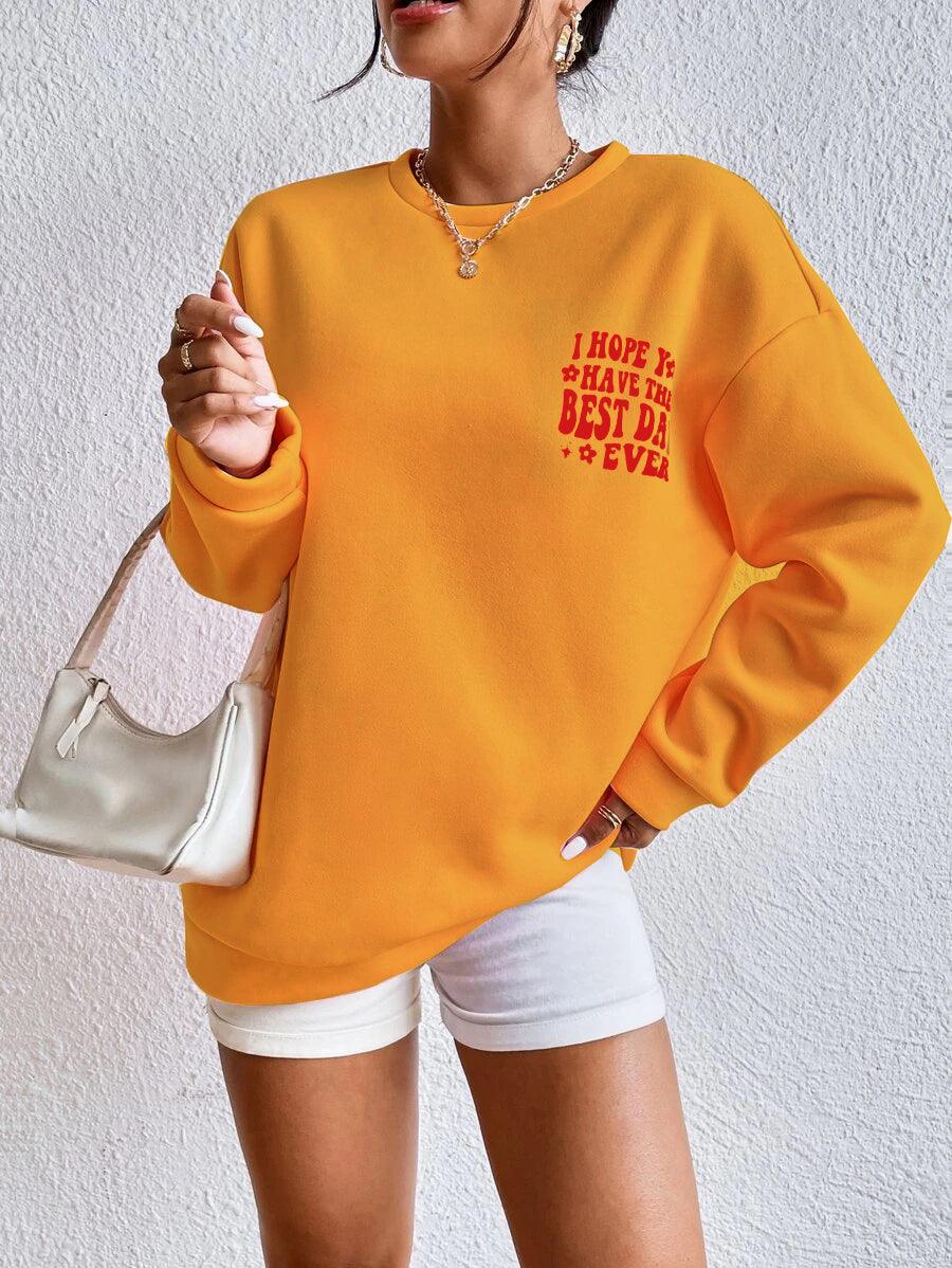 Women's Oversized Sweatshirt I hope You (Mustard) - Young Trendz