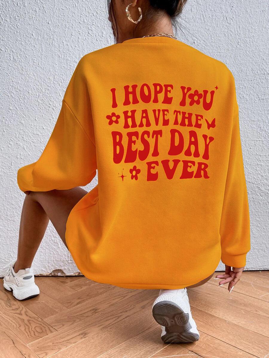 Women's Oversized Sweatshirt I hope You (Mustard) - Young Trendz
