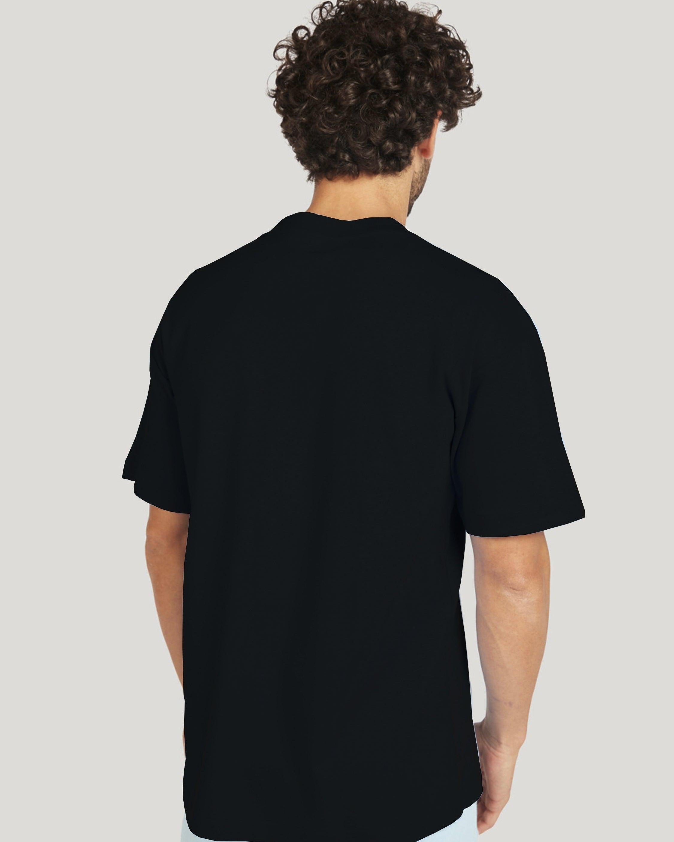 Mens Unisex Over Size Printed Black Color Tshirts - Young Trendz