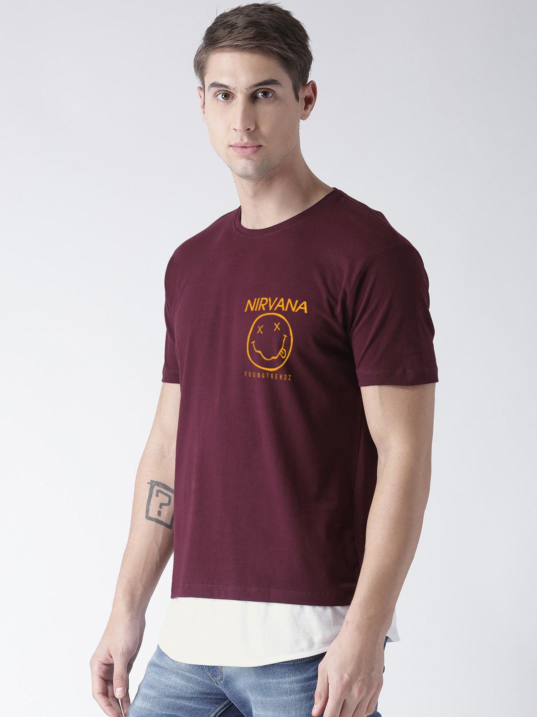 Mens Halfsleeve Layer Round hem Combo Pocket Printed Tshirts - Young Trendz