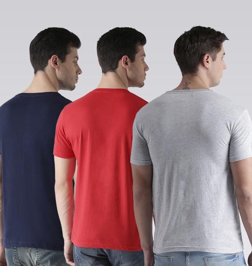 Young Trendz Mens Combo Relax Navy Color Strong Red Color and French Grey Color Half Sleeve Printed T-Shirts - Young Trendz