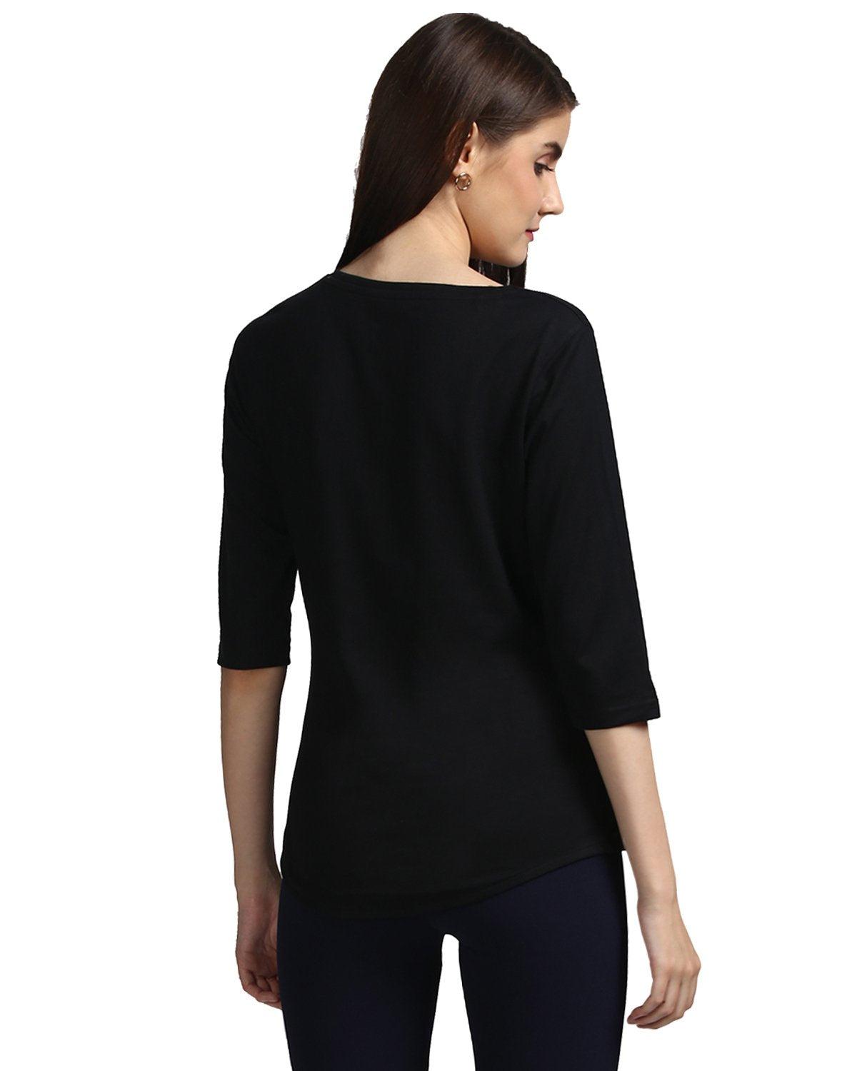 Womens 34U Omm Printed Black Color Tshirts - Young Trendz