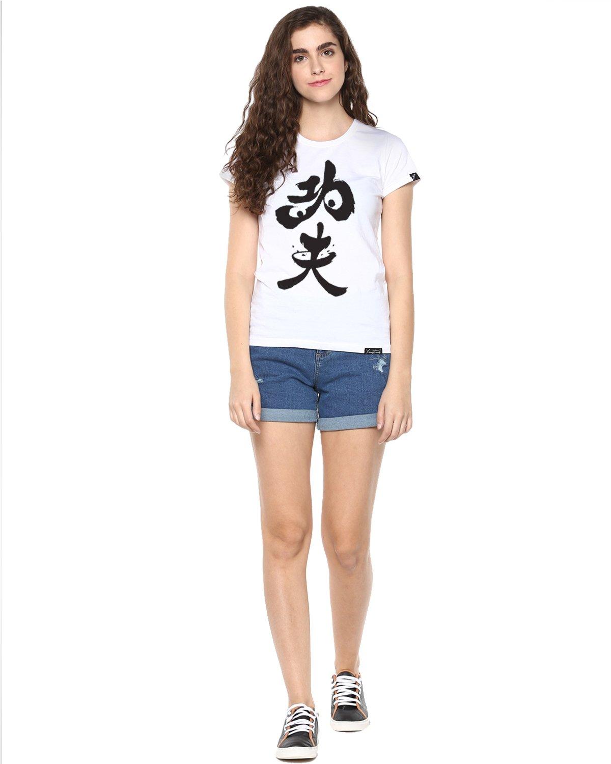 Womens Half Sleeve Panda Printed White Color Tshirts - Young Trendz