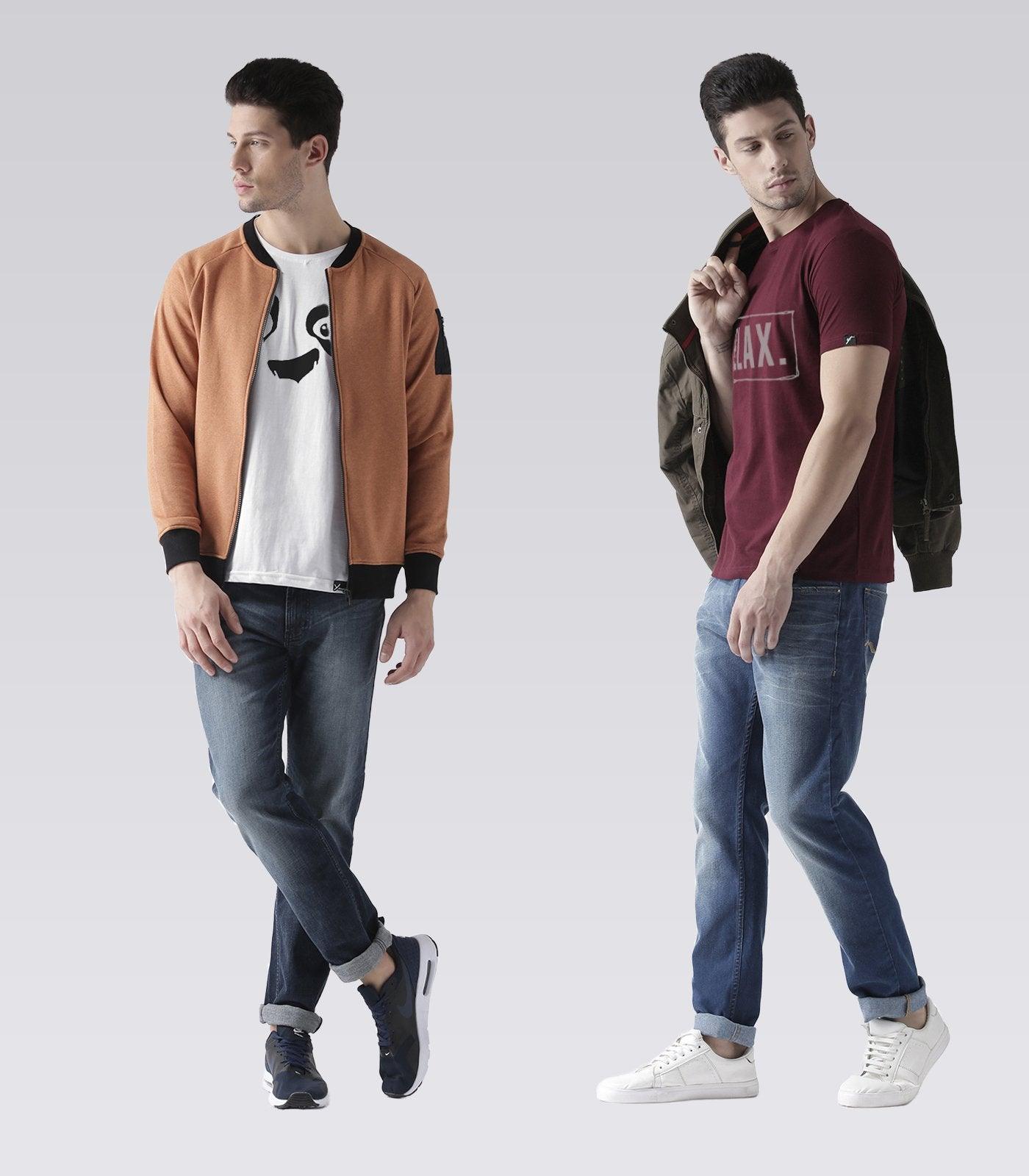 Young Trendz Mens Combo Pandaeyes White Color and Noterelax Maroon Color Half Sleeve Printed T-Shirts - Young Trendz