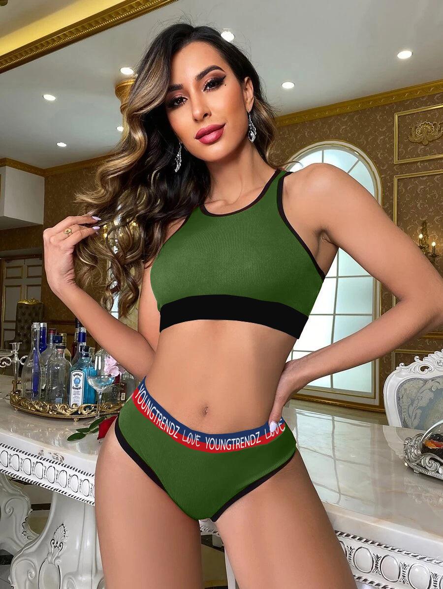 Young Trendz Women Love Elastic Hipster Olive Panty - Young Trendz