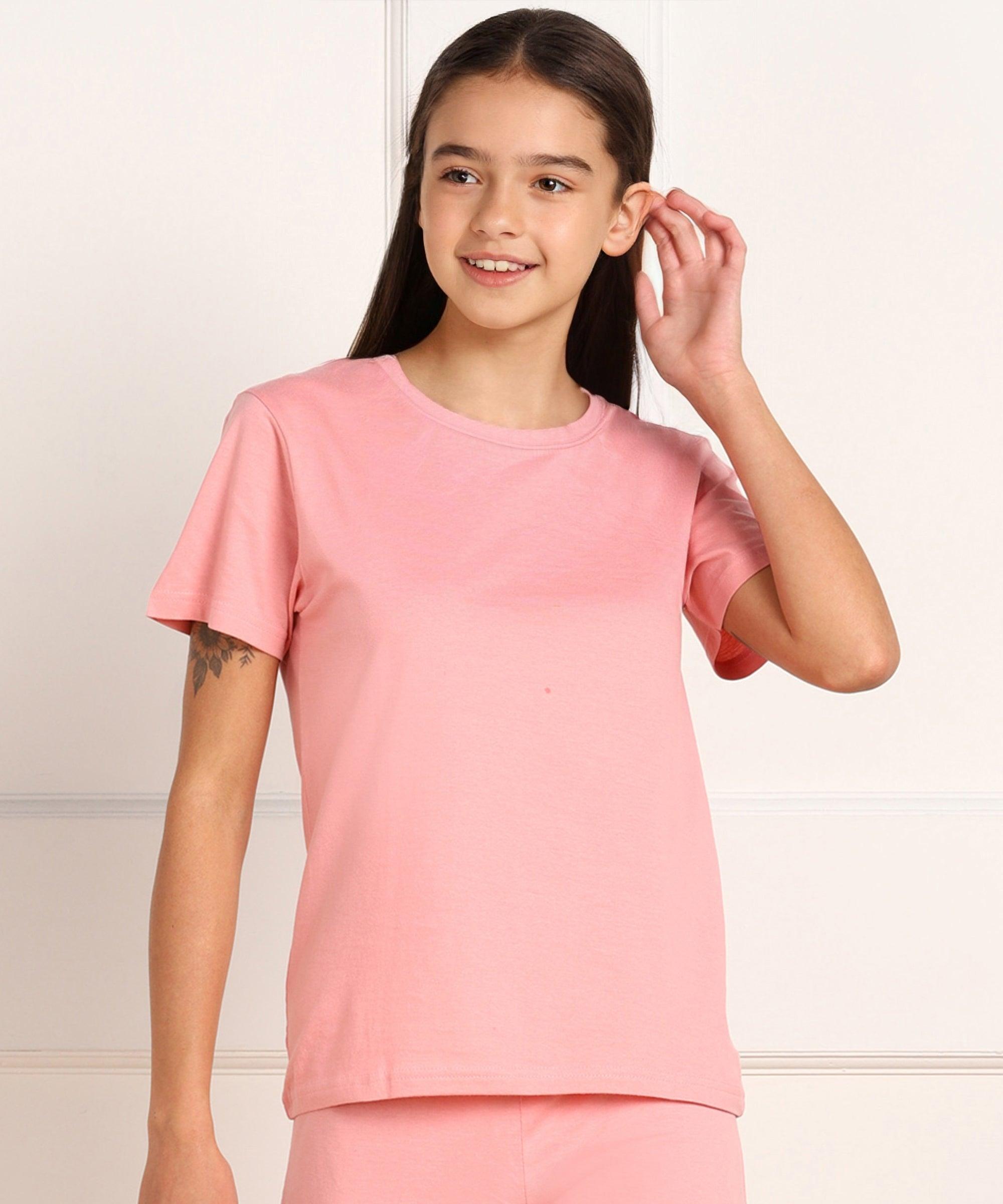 Girls Regular Fit Solid Combo Tshirt - Young Trendz