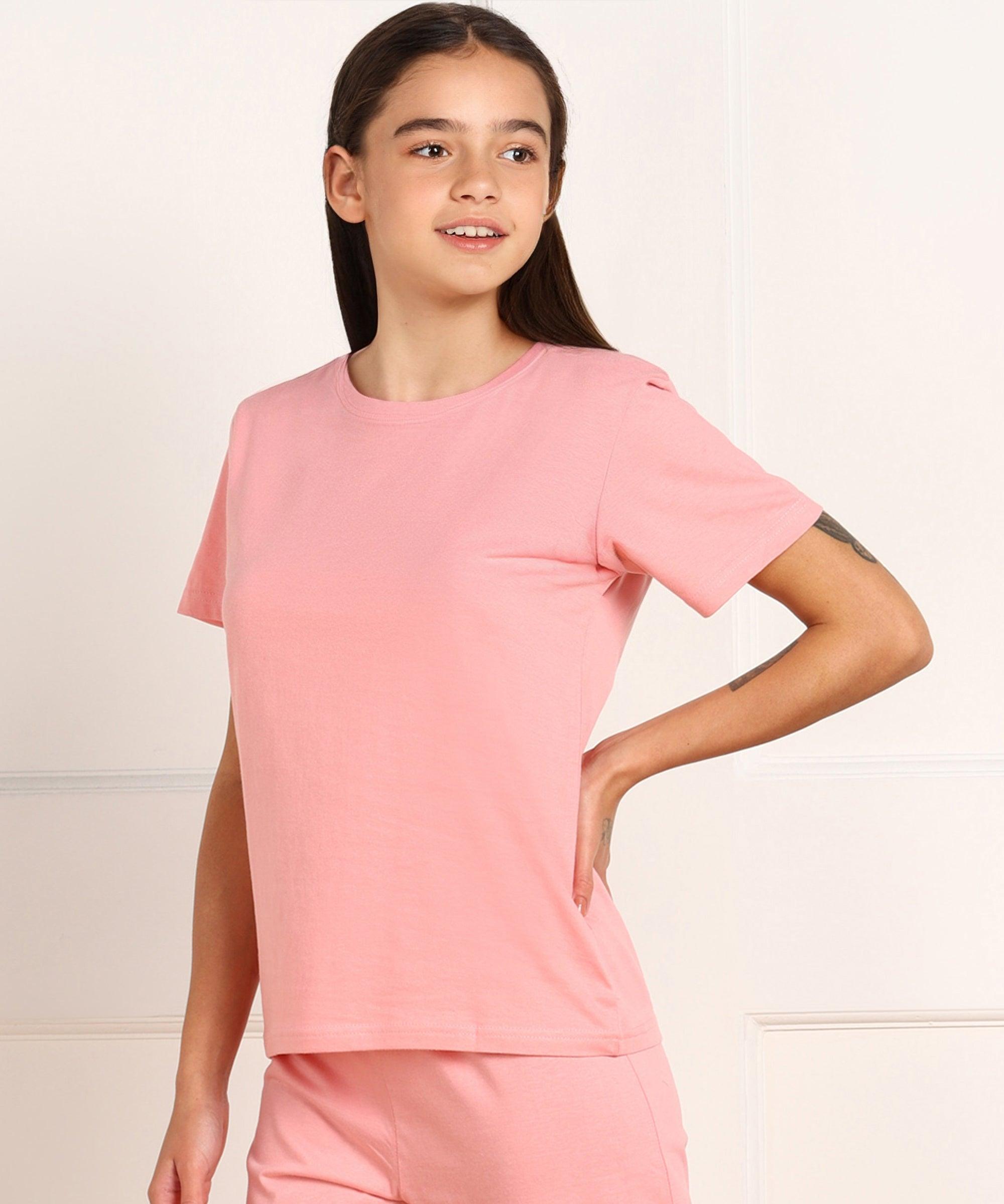 Girls Regular Fit Solid Combo Tshirt - Young Trendz