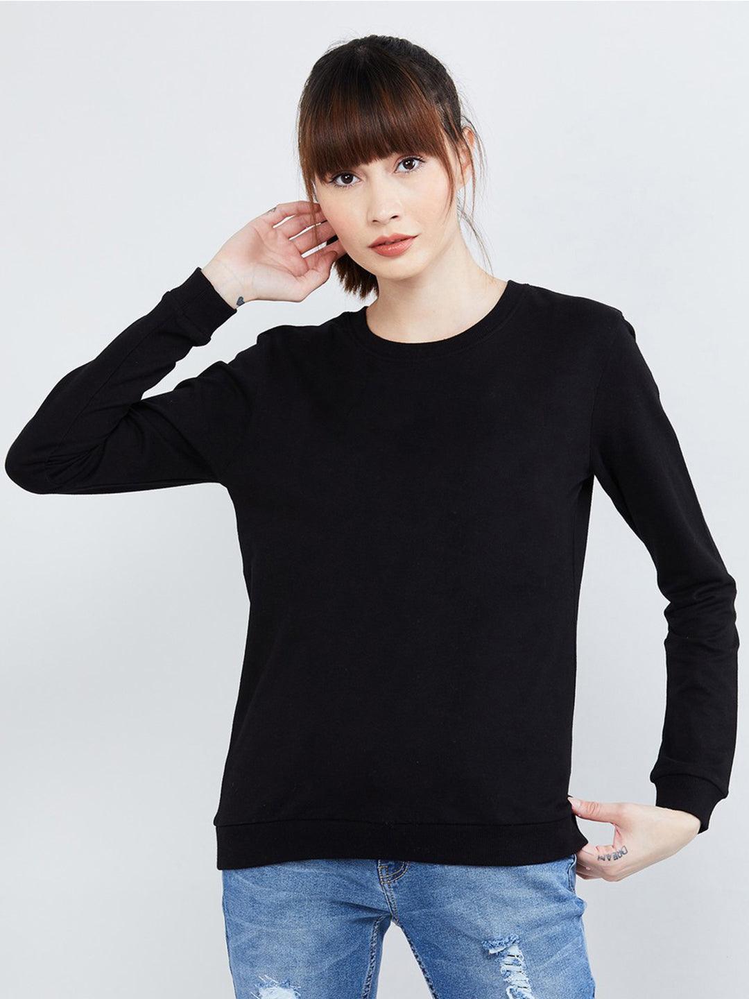 Womens Full Sleeve Solid Sweatshirt - Young Trendz
