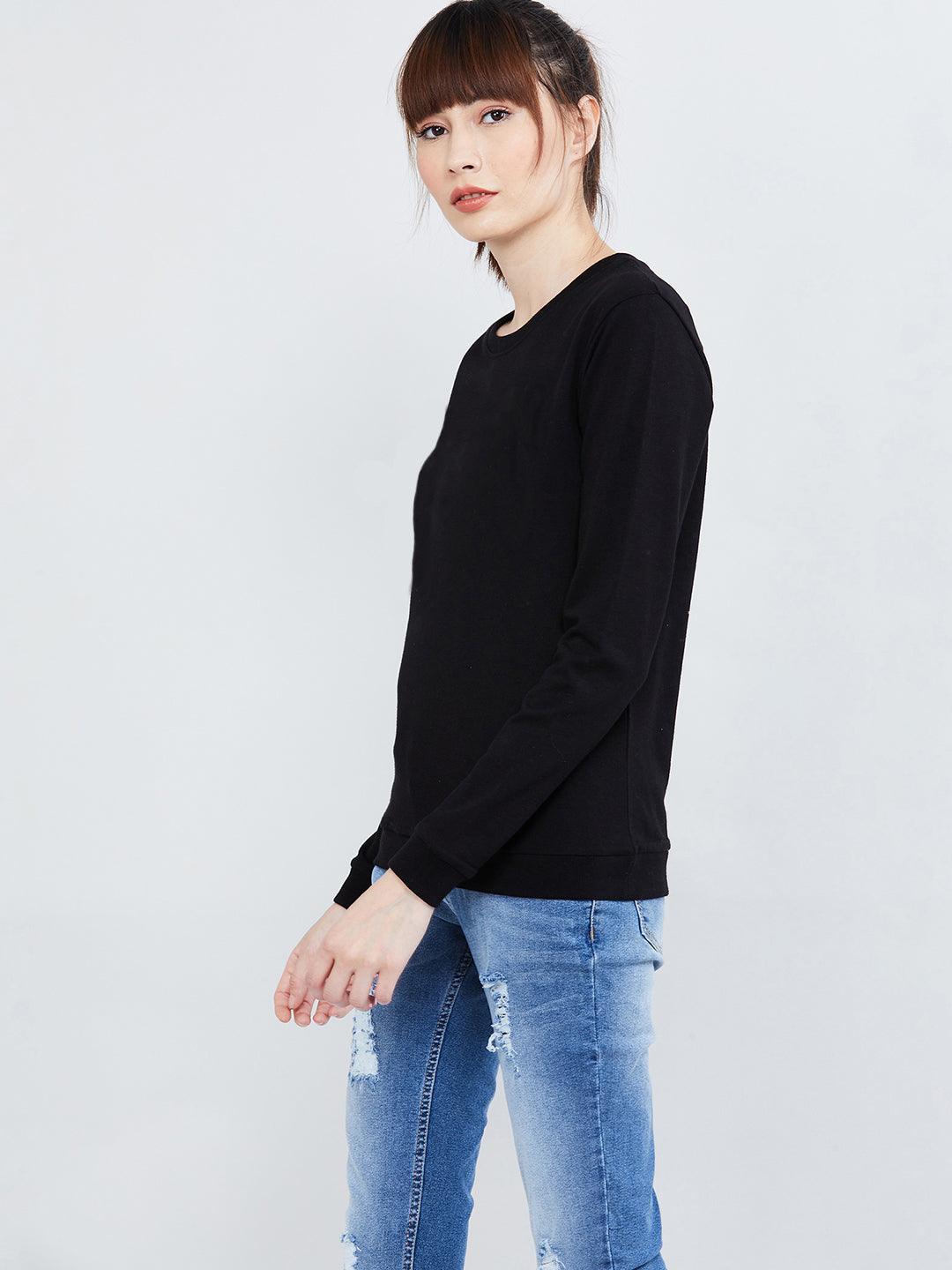 Womens Full Sleeve Solid Sweatshirt - Young Trendz