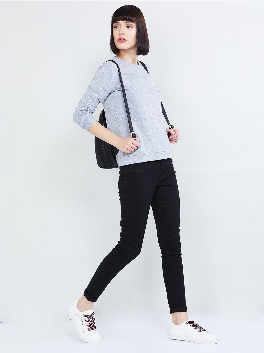 Womens Full Sleeve Solid Sweatshirt - Young Trendz