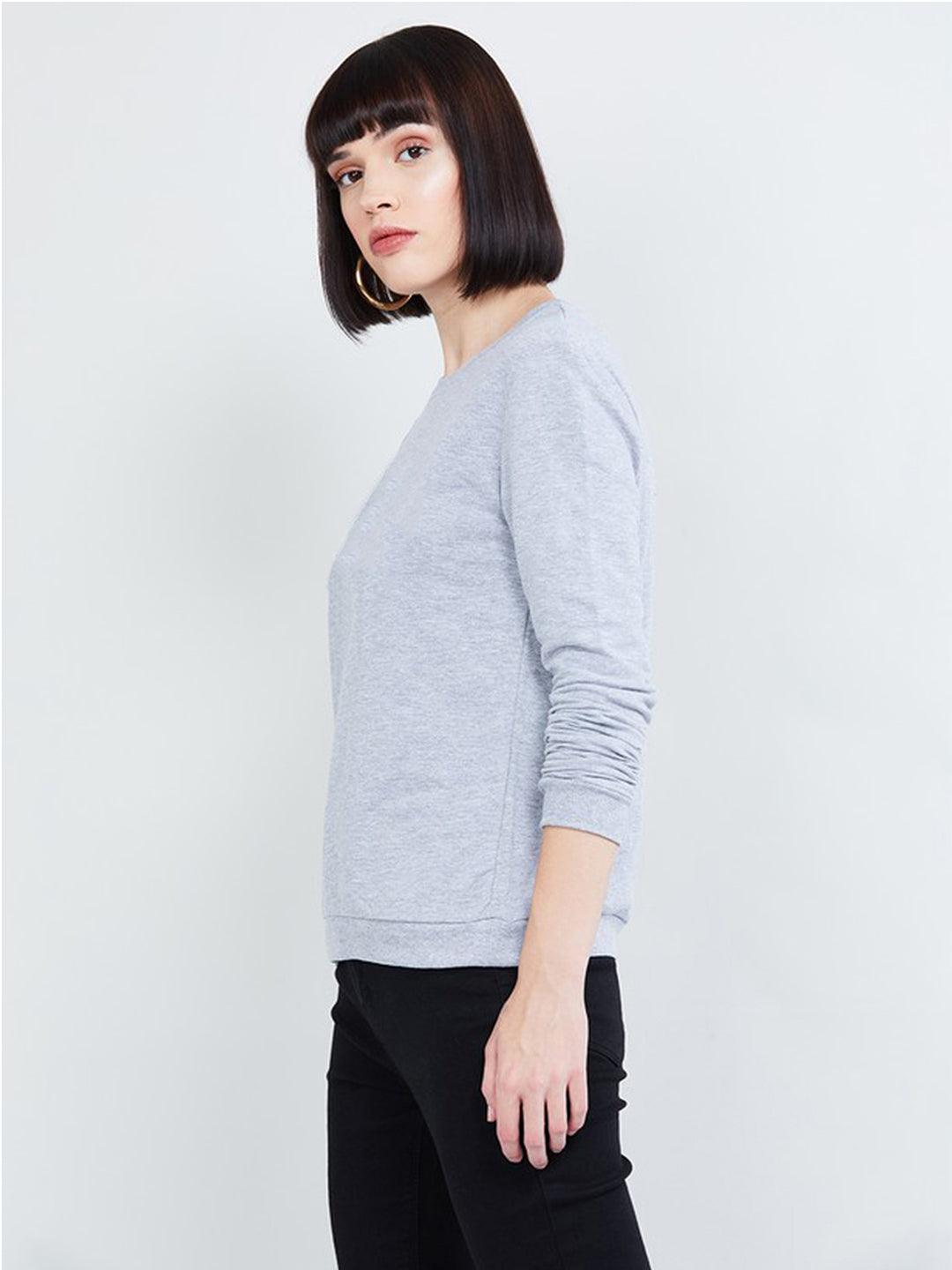 Womens Full Sleeve Solid Sweatshirt - Young Trendz
