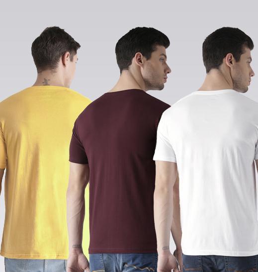 Young Trendz Mens Combo Police Yellow Color T20swag Maroon Color and Pandaeyes White Color Half Sleeve Printed T-Shirts - Young Trendz