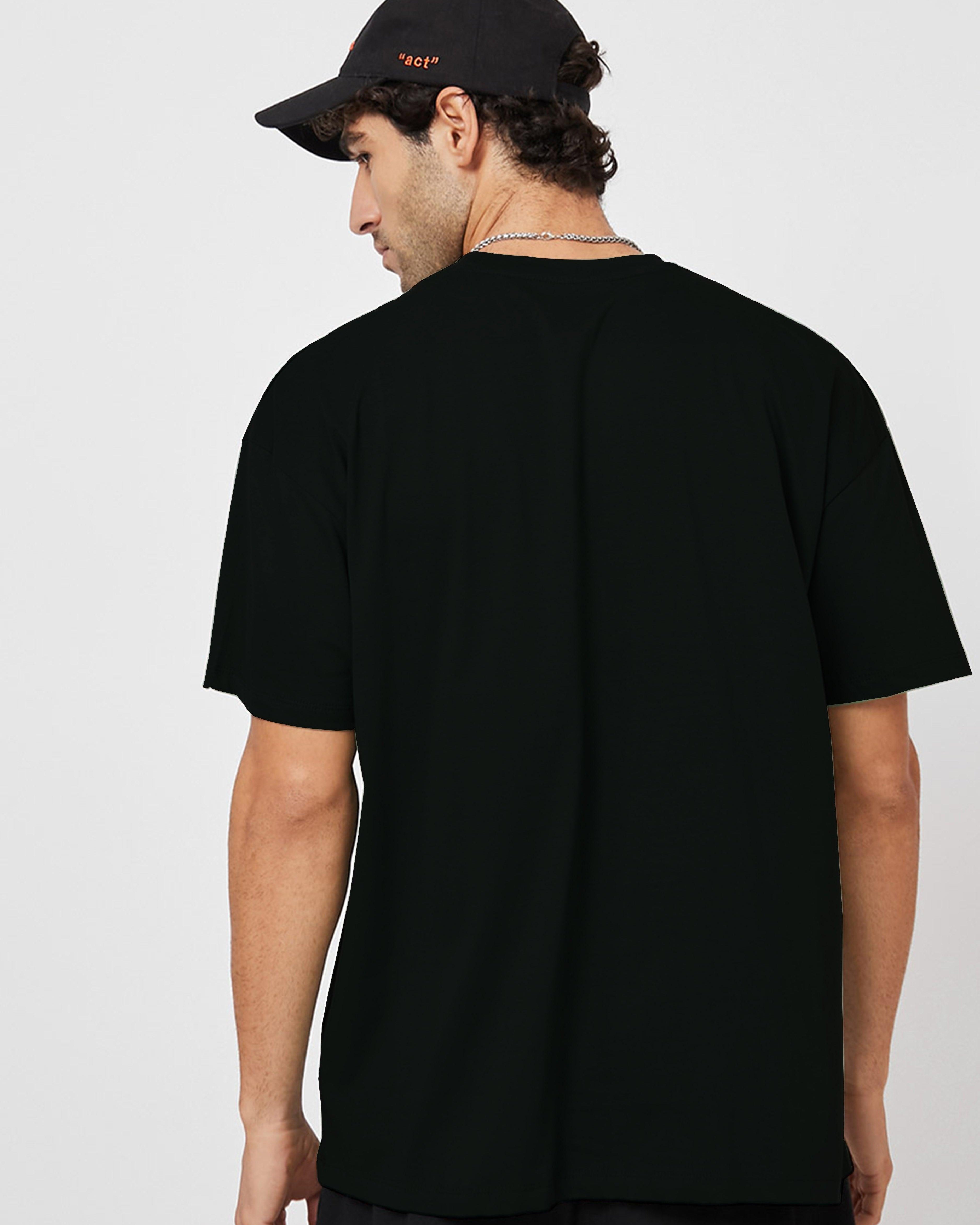 Mens Unisex Over Size Printed Black Color Tshirts - Young Trendz