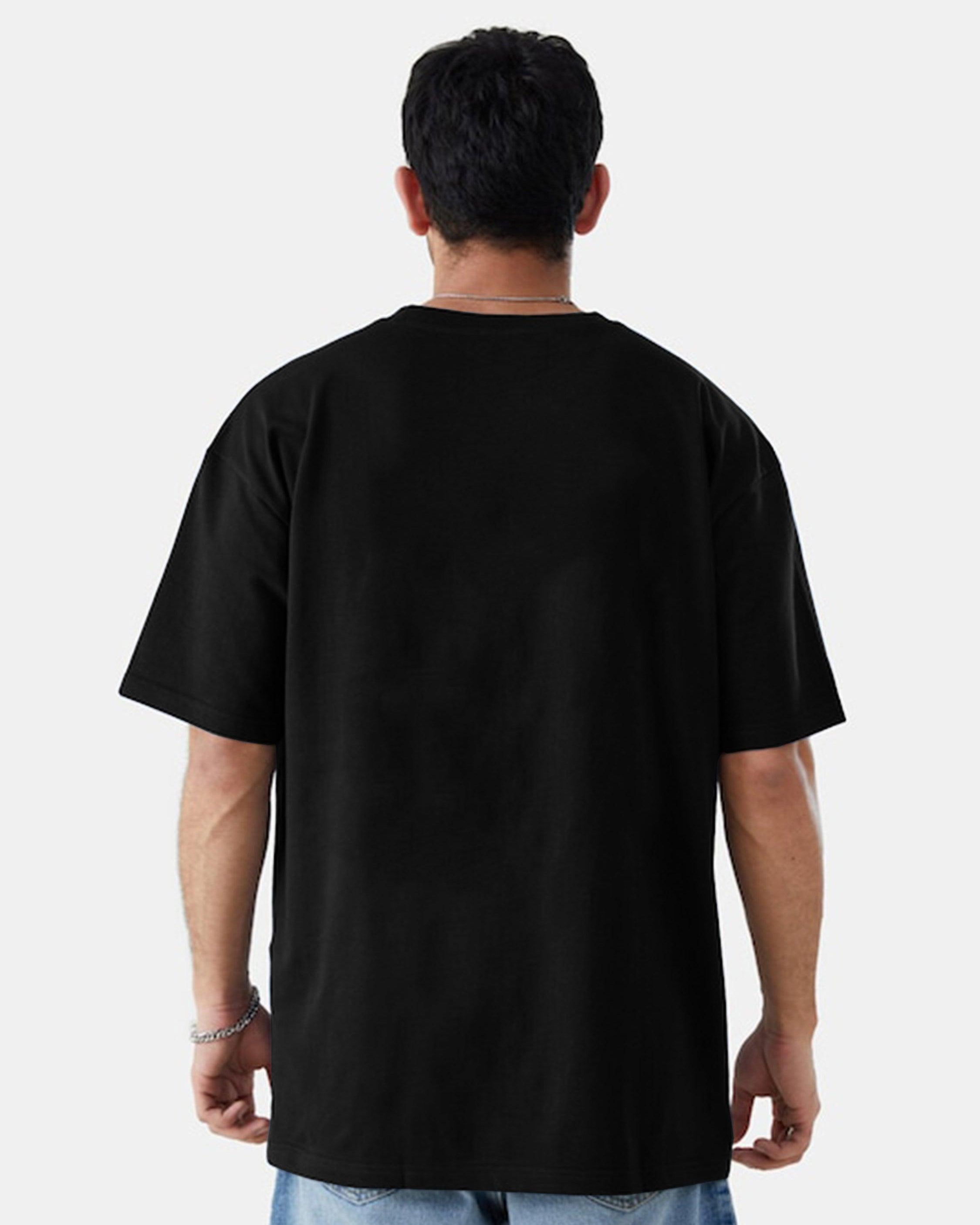Mens Unisex Over Size Printed Black Color Tshirts - Young Trendz
