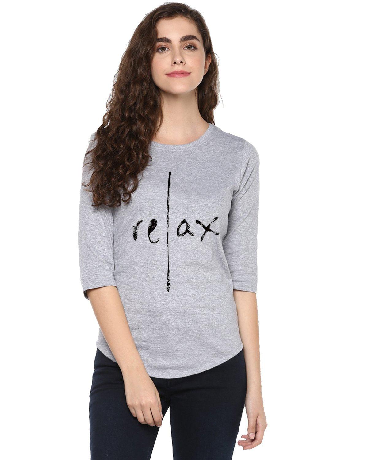 Womens 34U Relax Printed Grey Color Tshirts - Young Trendz