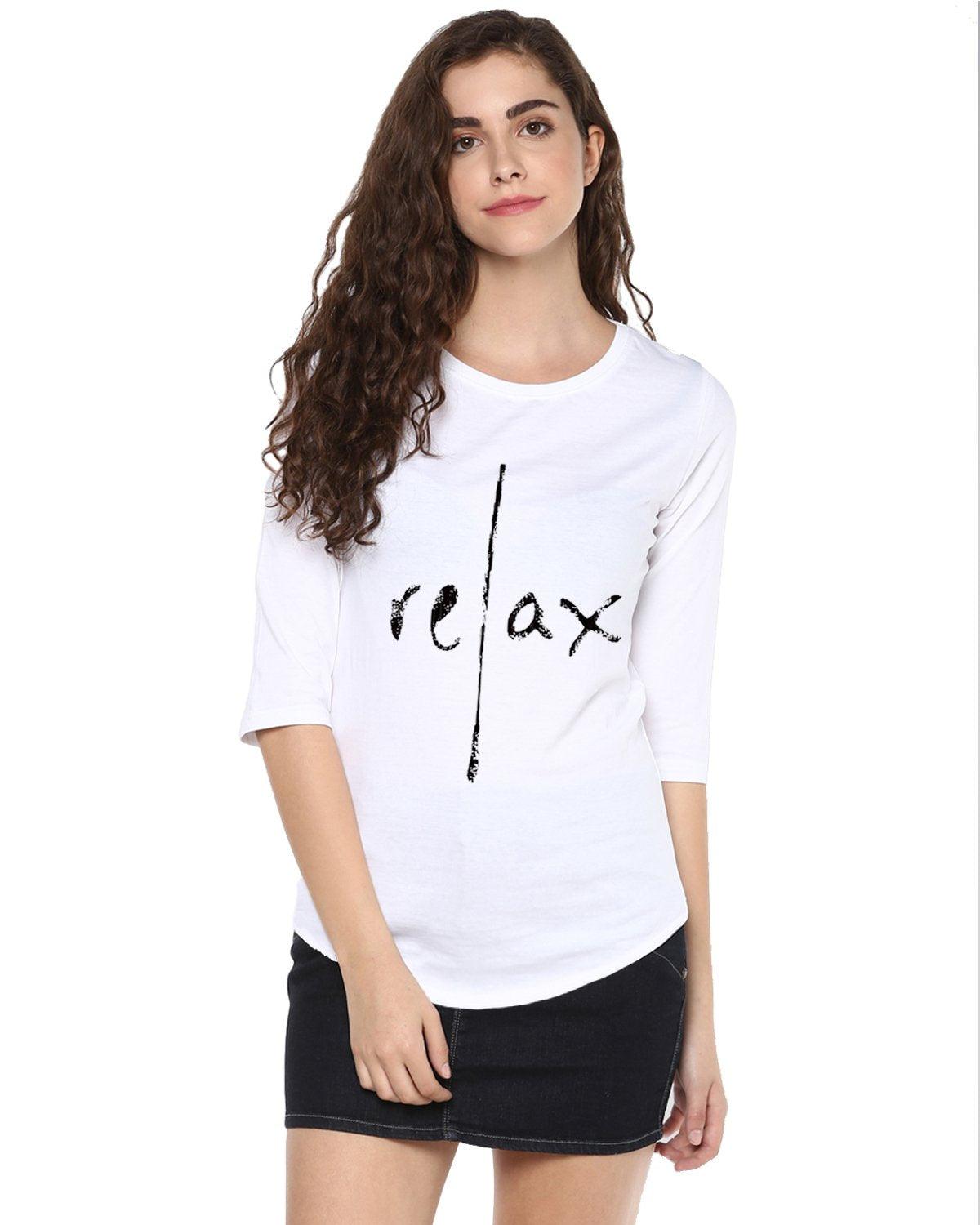 Womens 34U Relax Printed White Color Tshirts - Young Trendz