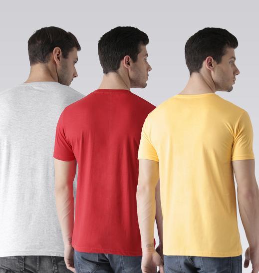 Young Trendz Mens Combo Relax Grey Color Monkey Red Color and Peace Yellow Color Half Sleeve Printed T-Shirts - Young Trendz