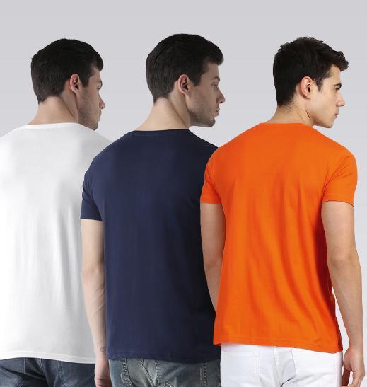 Young Trendz Mens Combo Rider White Color Monkey Navy Color and Line Orange Color Half Sleeve Printed T-Shirts - Young Trendz