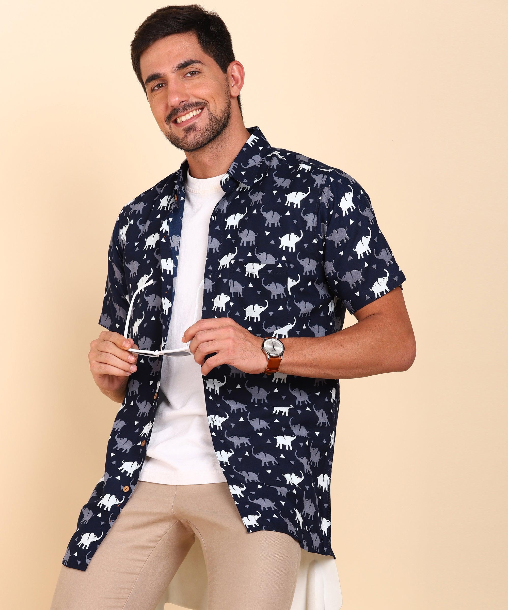 Mens Half Sleeve Casual Printed Shirt - Young Trendz