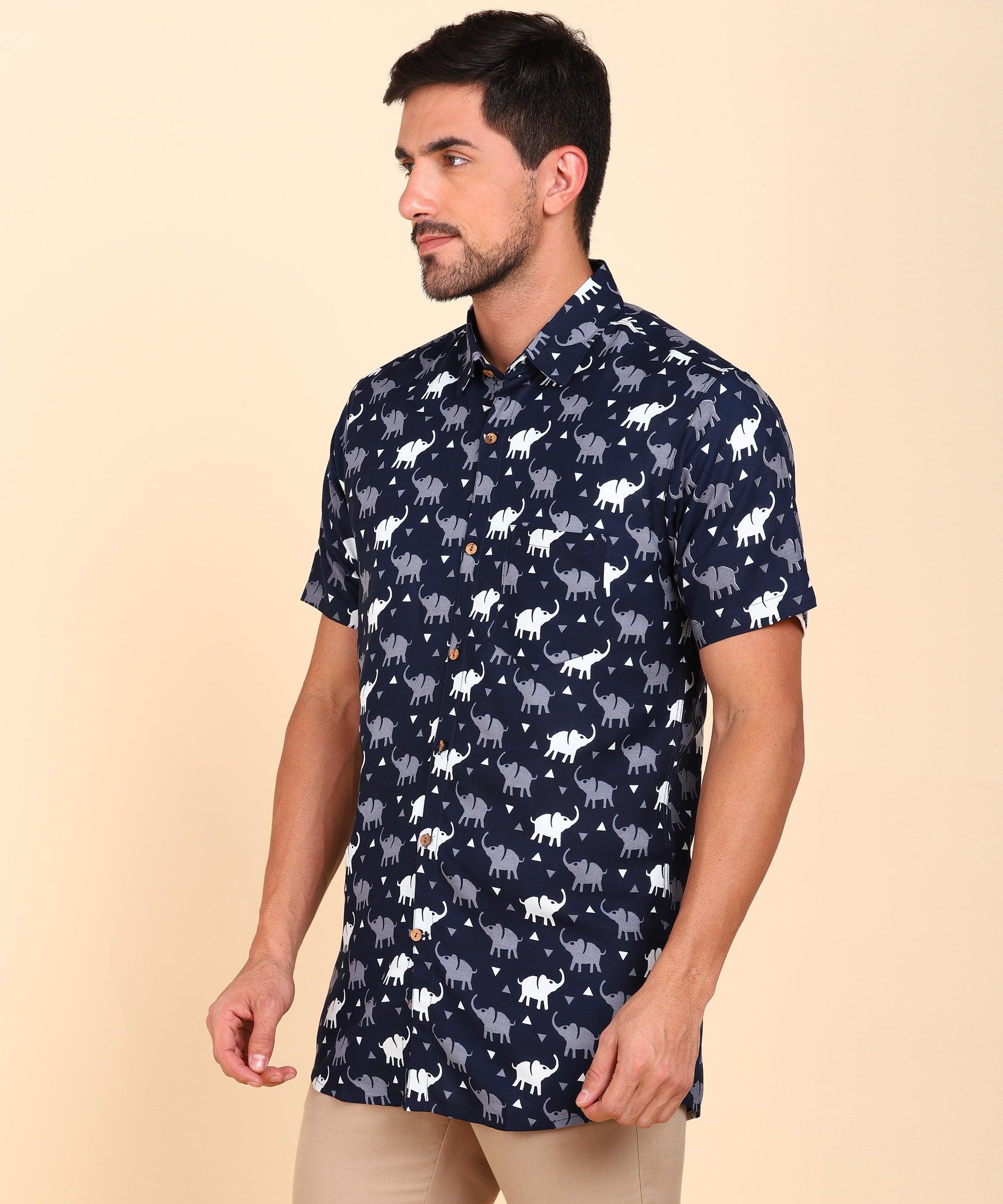 Mens Half Sleeve Casual Printed Shirt - Young Trendz