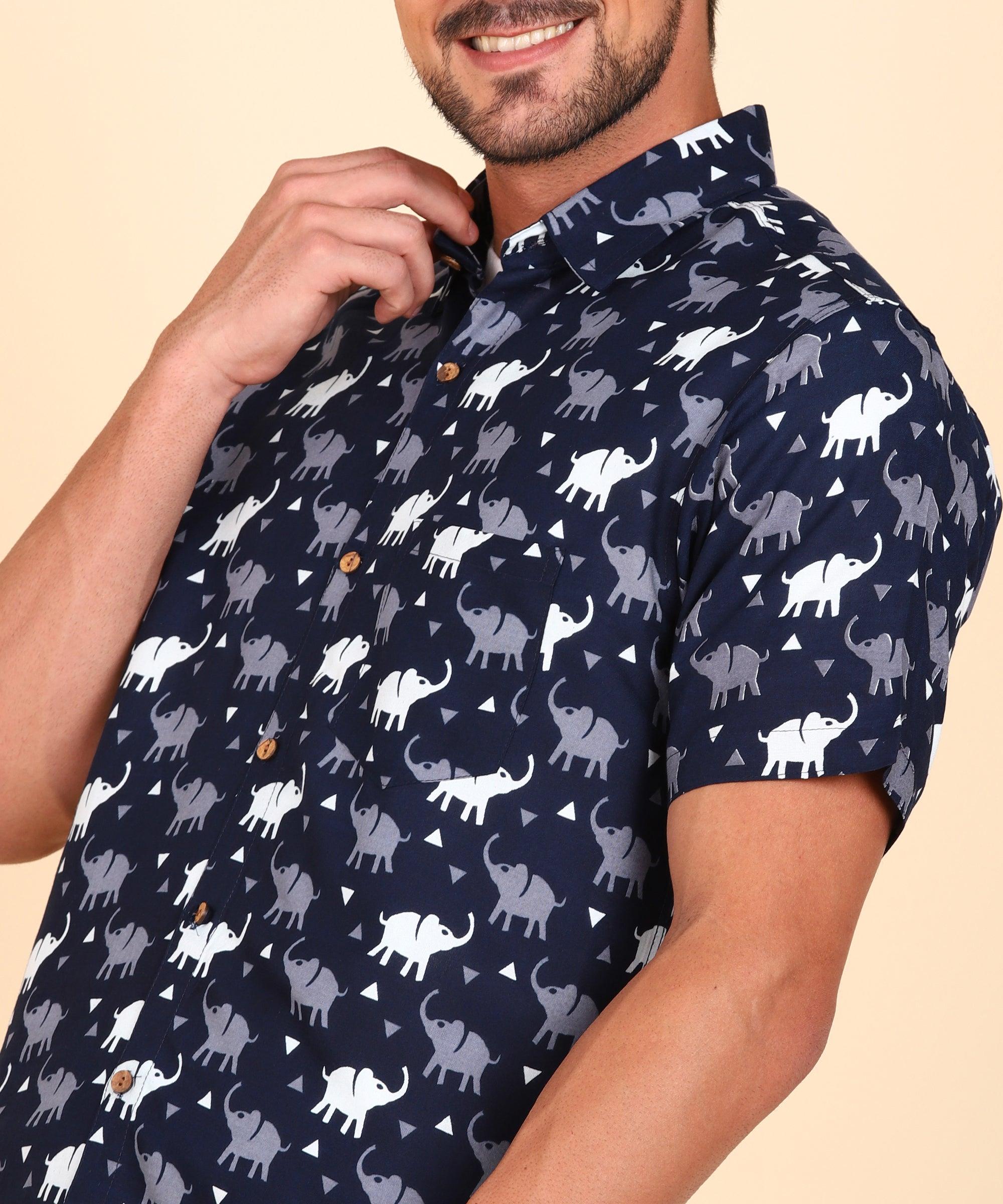 Mens Half Sleeve Casual Printed Shirt - Young Trendz