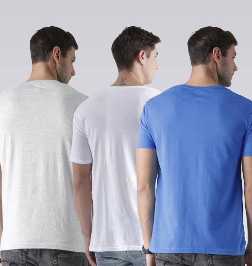 Young Trendz Mens Combo Slip Grey Color Tiger White Color and keepon Sky blue Color Half Sleeve Printed T-Shirts - Young Trendz