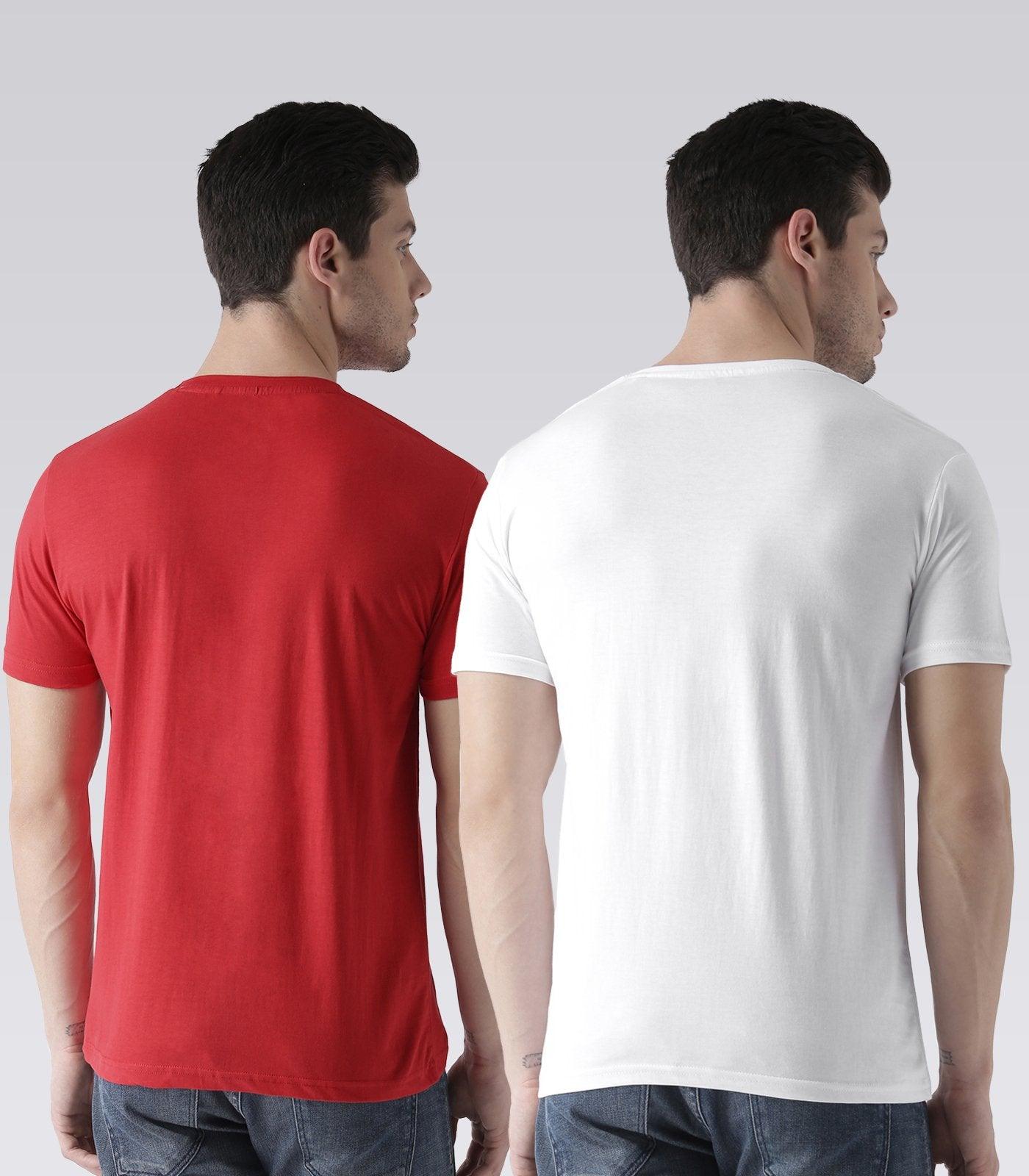 Young Trendz Mens Combo T20swag Red Color and Slip White Color Half Sleeve Printed T-Shirts - Young Trendz