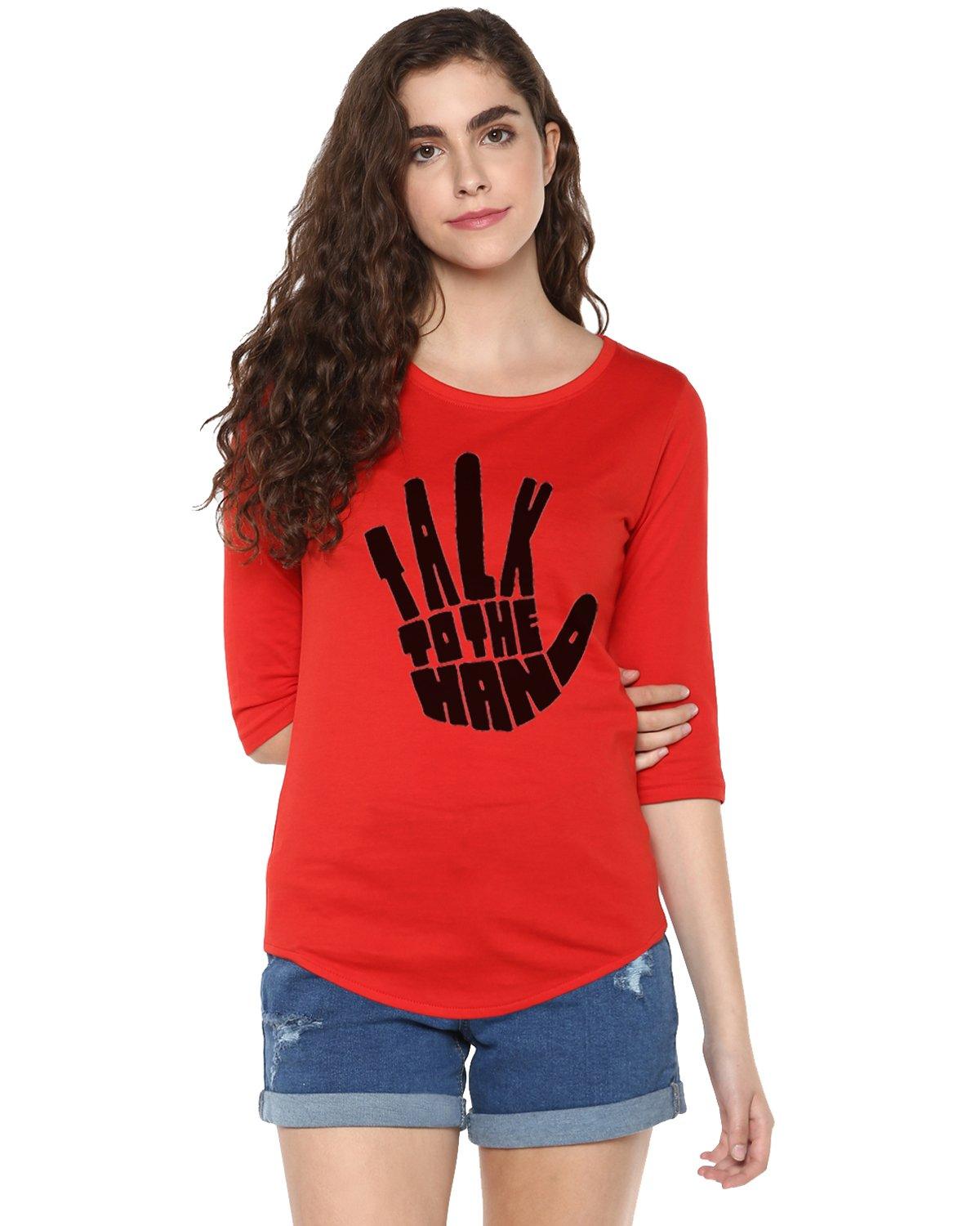 Womens 34U Talk Printed Red Color Tshirts - Young Trendz