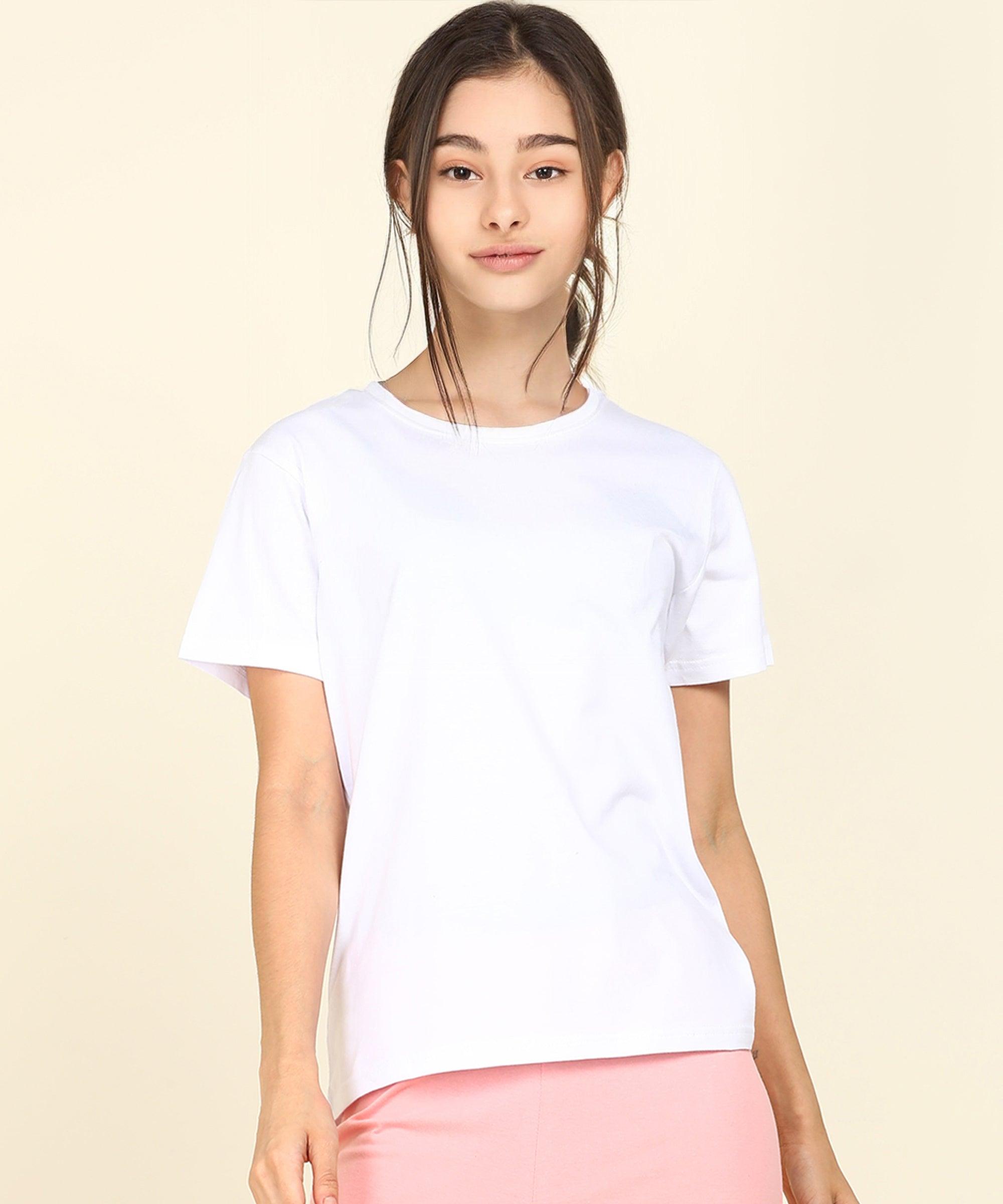 Girls Regular Fit Solid Tshirt - Young Trendz