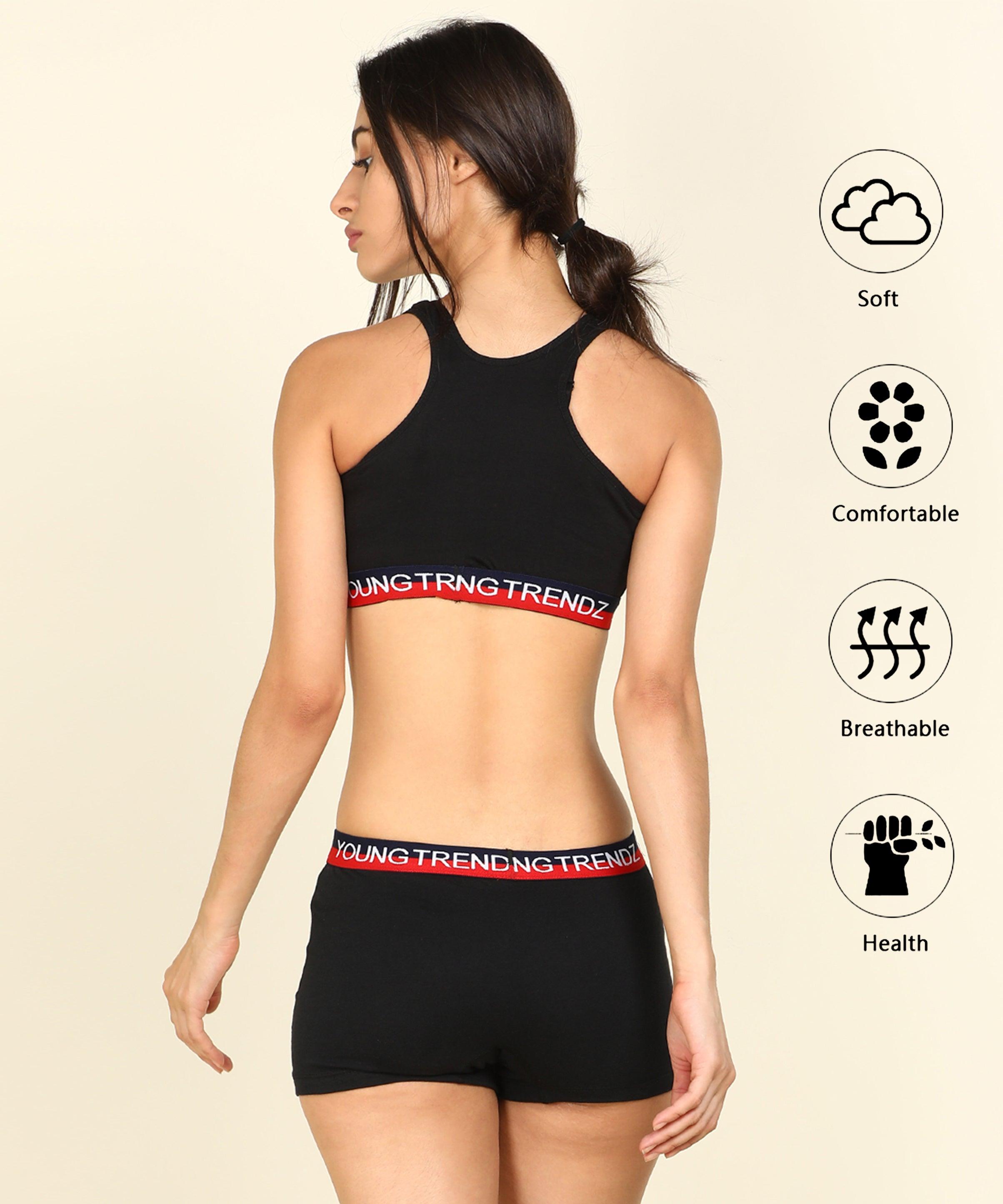 Women Non Padded Love Elastic Combo Sports Bra - Young Trendz