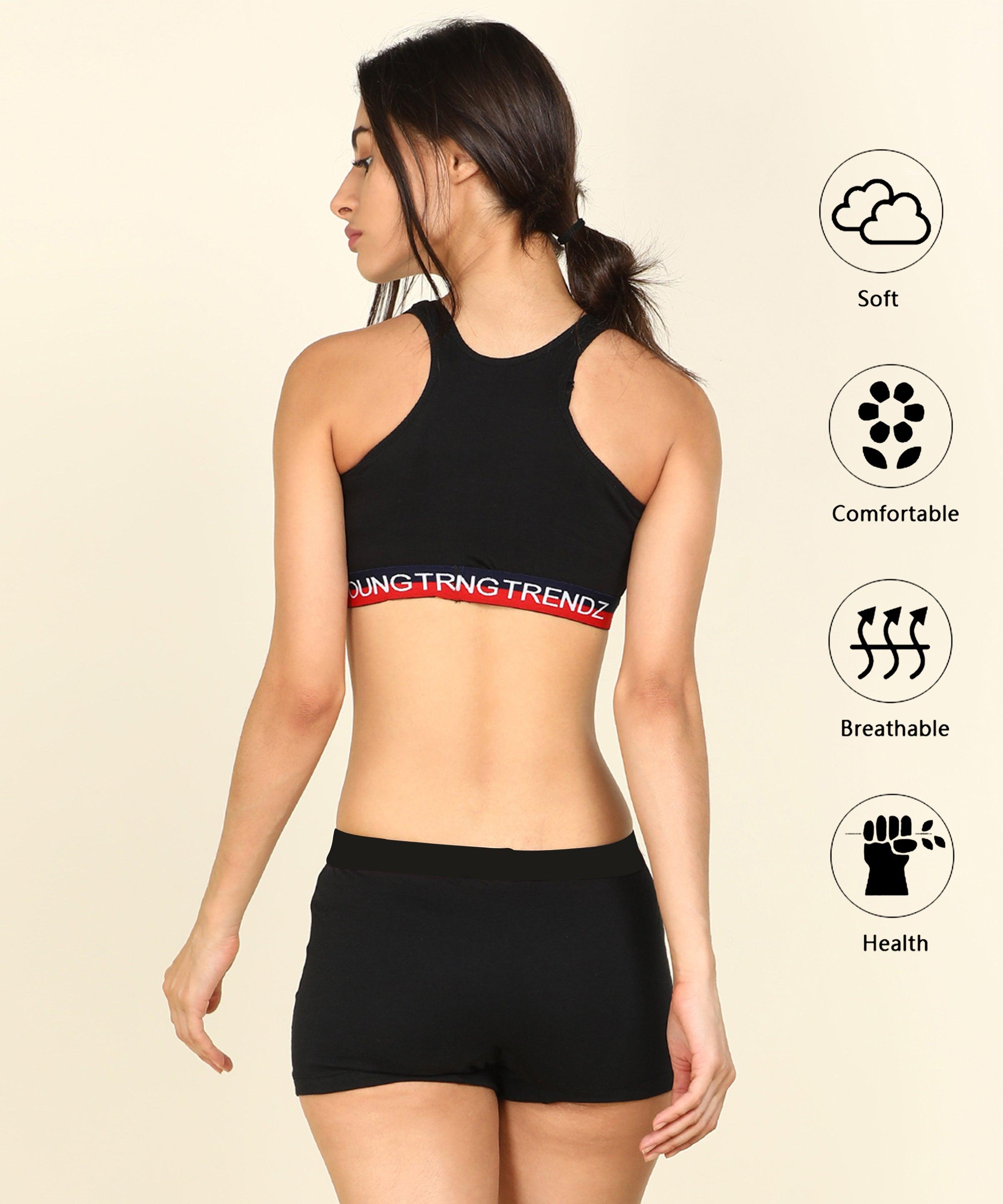 Young Trendz Girls Non Padded Love Elastic Combo Sports Bra(Pack of 3) - Young Trendz