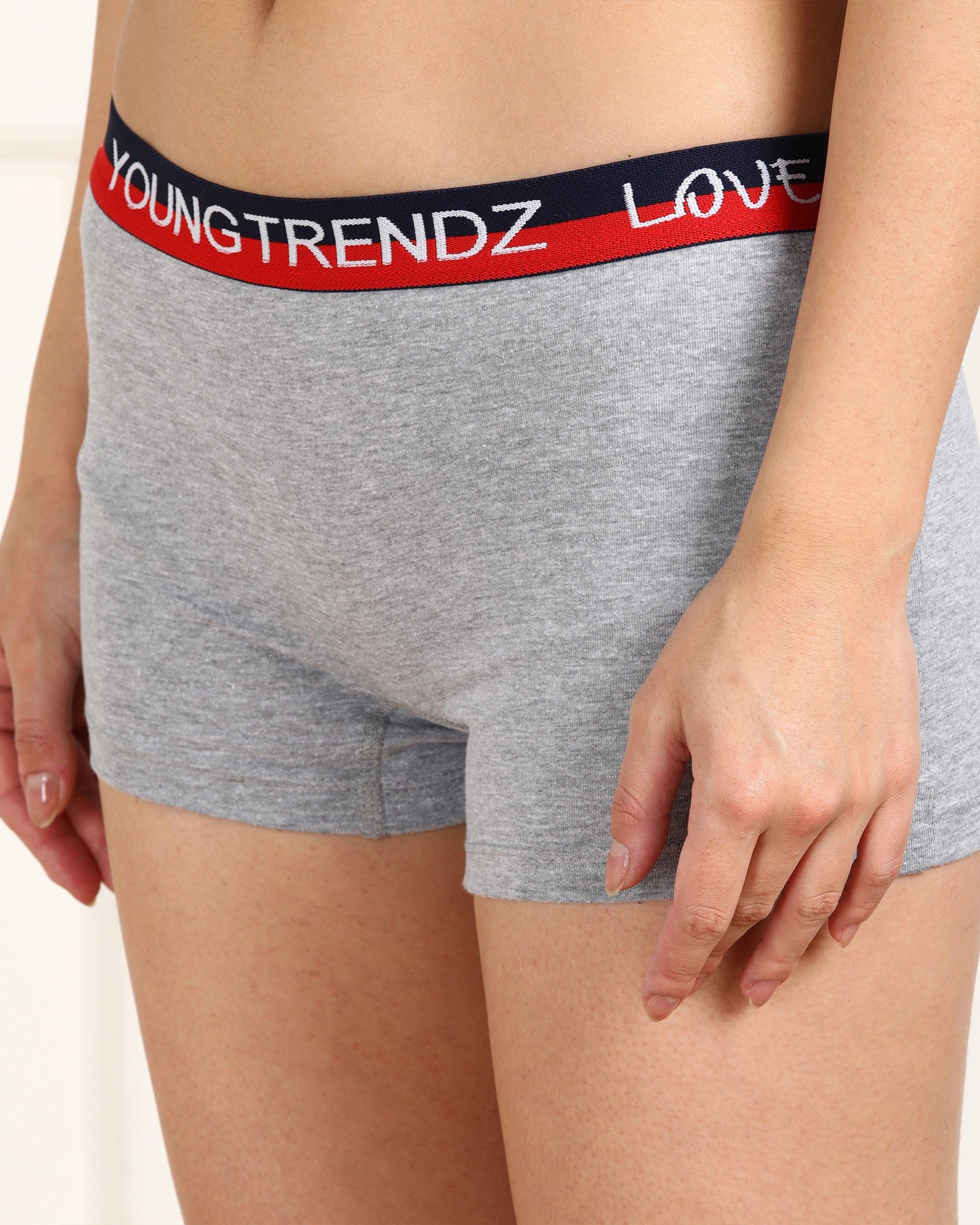 Womens Love Elastic Lingerie Grey Set - Young Trendz