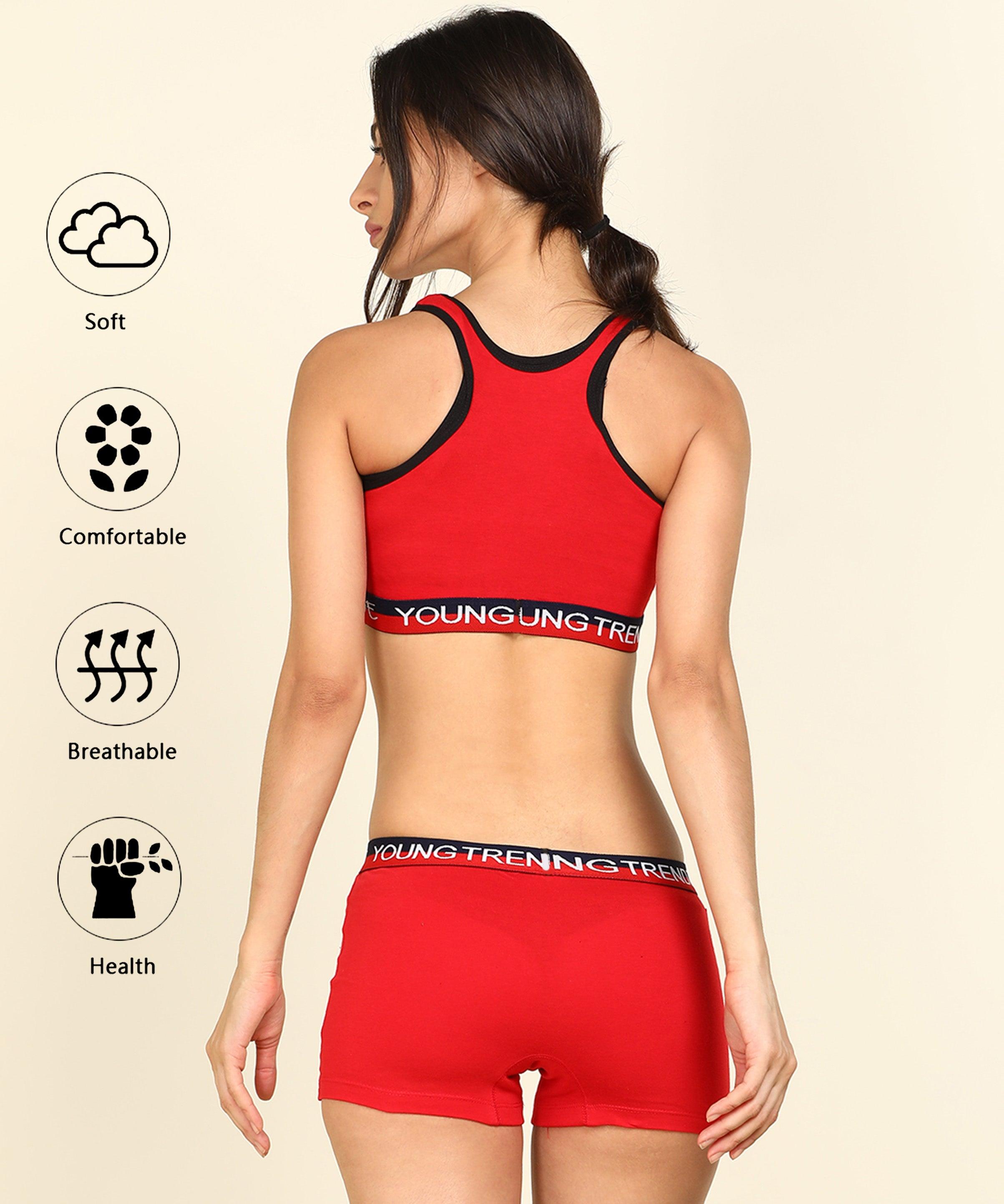 Women Non Padded Love Elastic Combo Sports Bra - Young Trendz