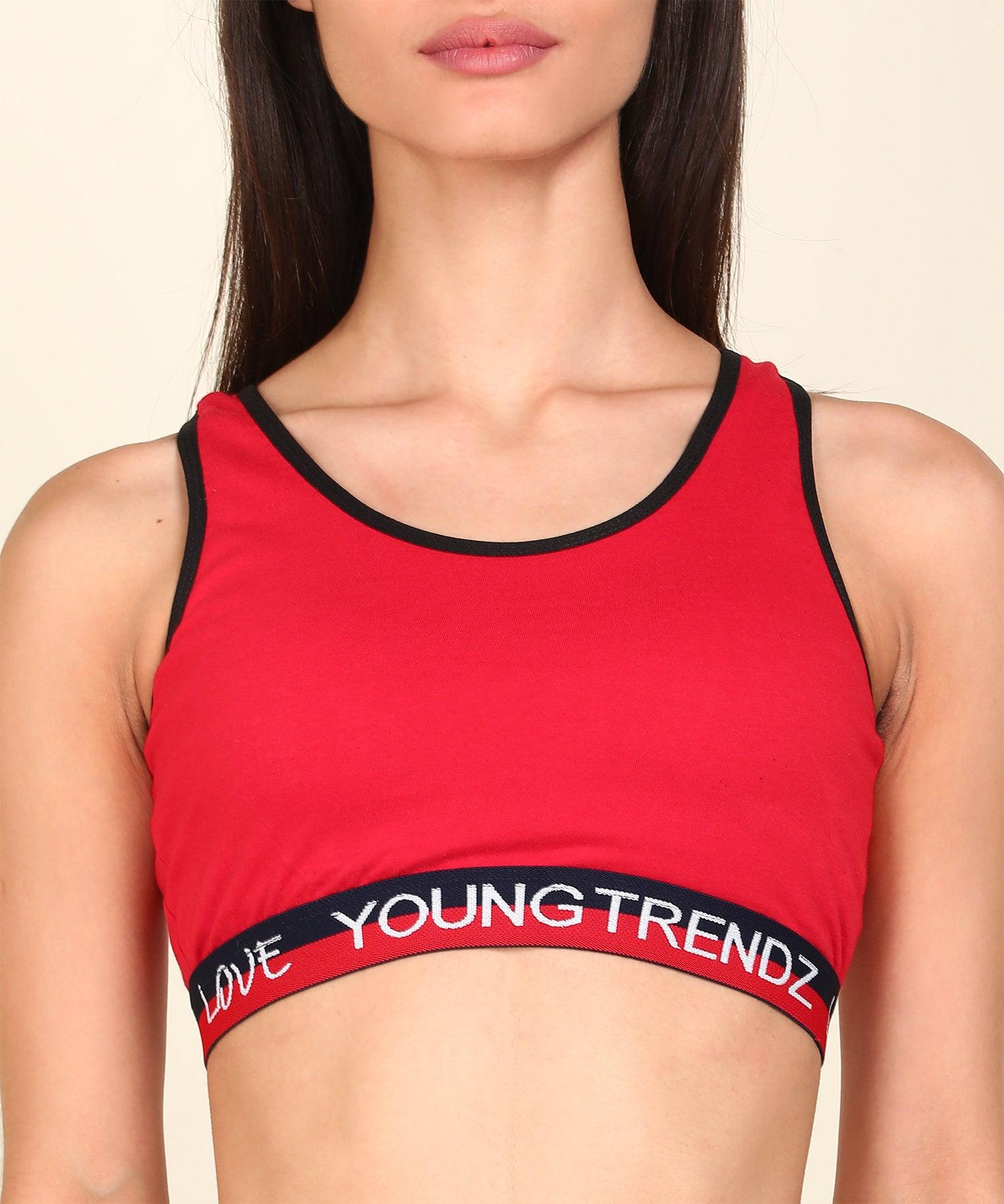 Young Trendz Girls Non Padded Love Elastic Combo Sports Bra(Pack of 3) - Young Trendz
