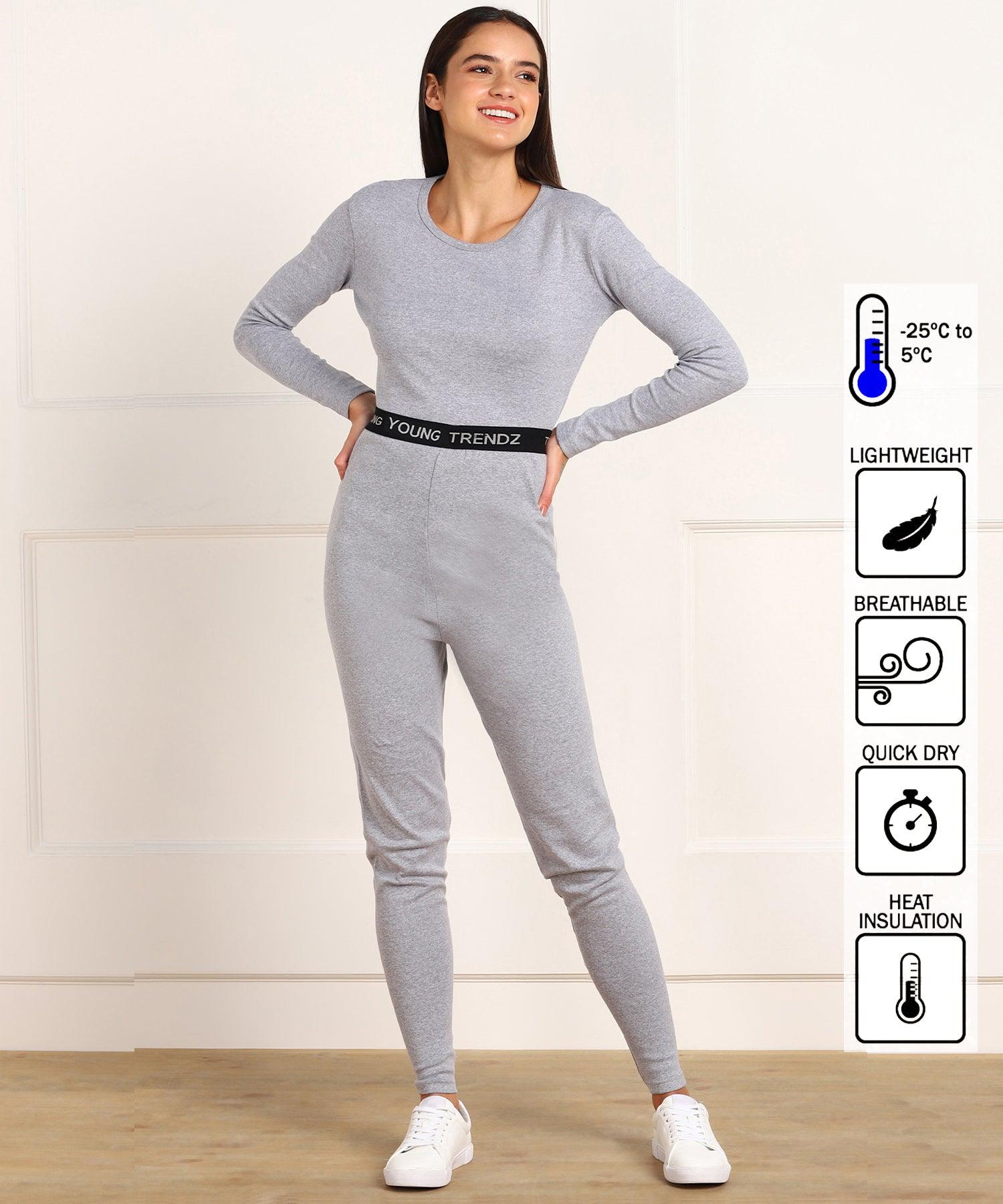 Thermal Tights & Full Sleeve Top Set for Winter Stretchable - Black – Young  Trendz
