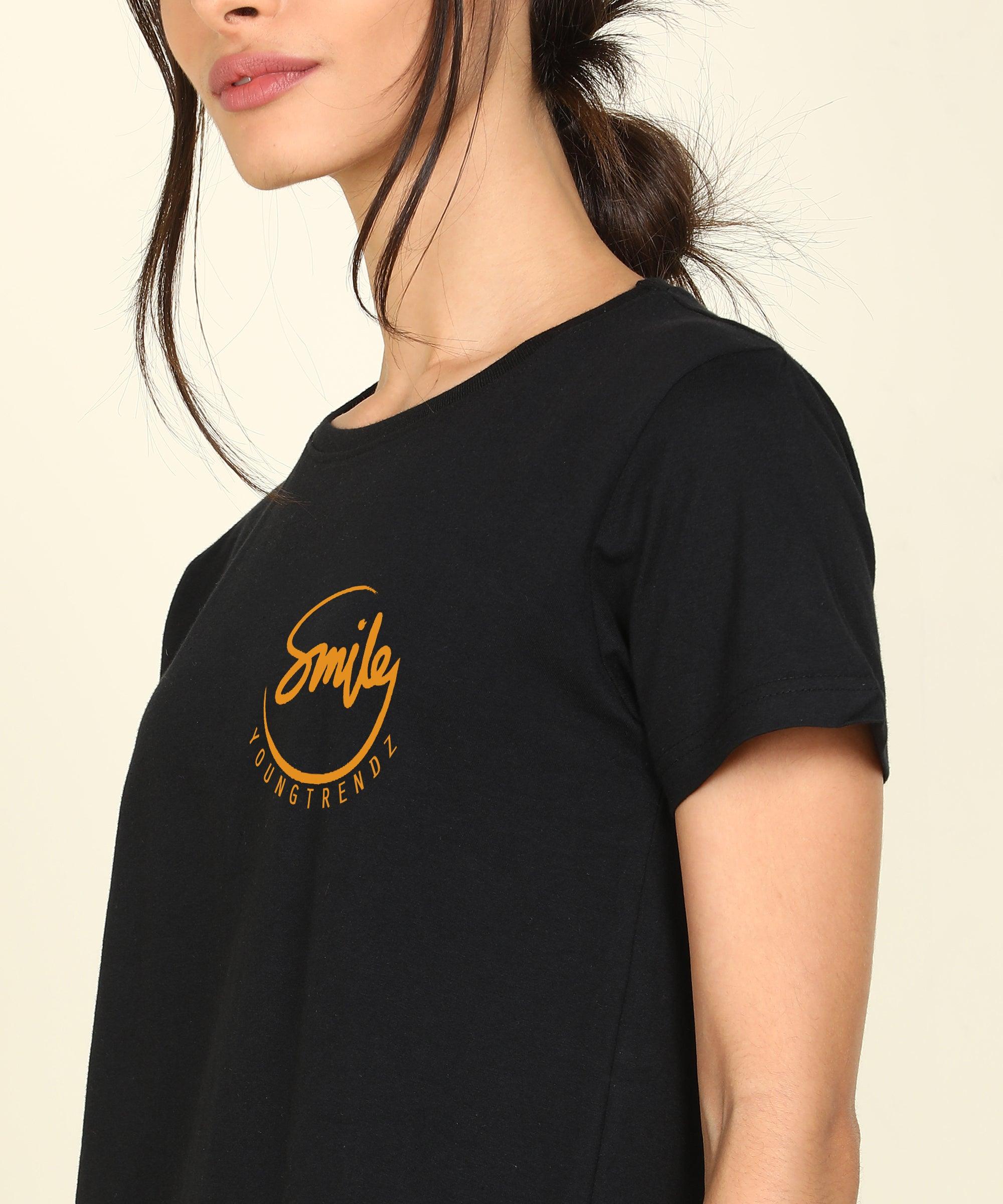 Womens Lounge Wear Regular Fit T-Shirt And Print Tights Set - Young Trendz