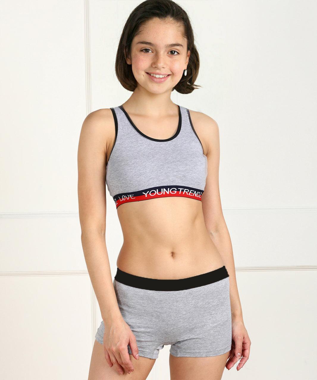 Young Trendz Girls Non Padded Love Elastic Combo Sports Bra(Pack of 3) - Young Trendz