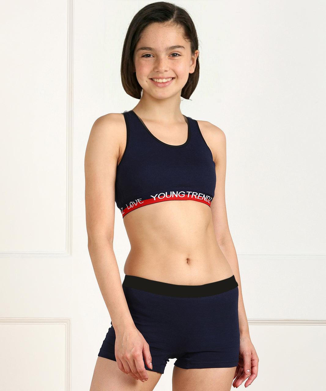 Young Trendz Girls Non Padded Love Elastic Combo Sports Bra(Pack of 3) - Young Trendz
