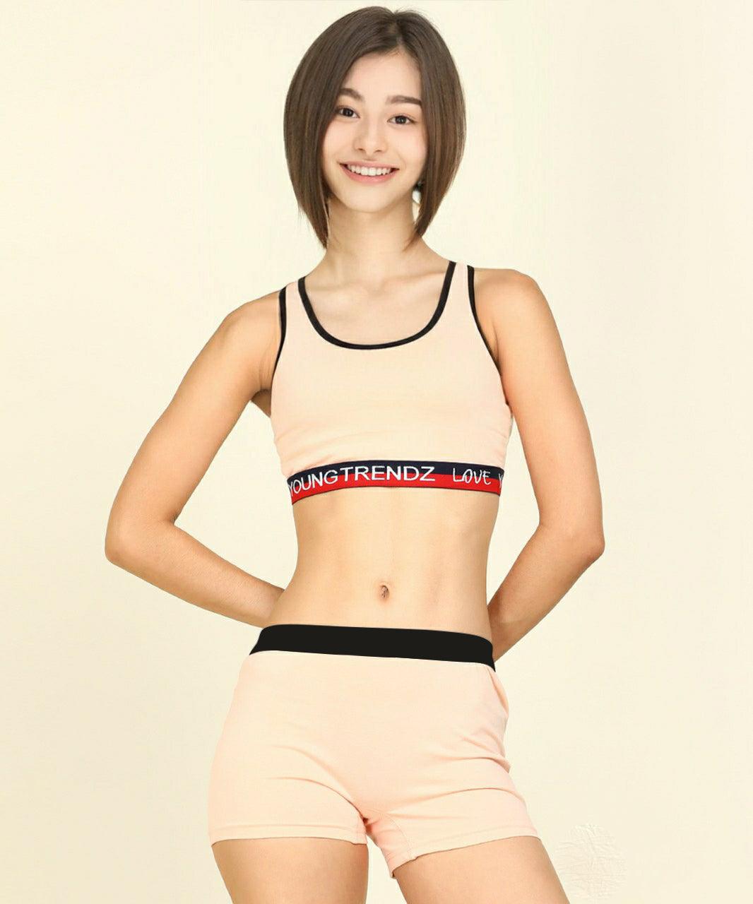 Young Trendz Girls Non Padded Love Elastic Sports Bra - Young Trendz