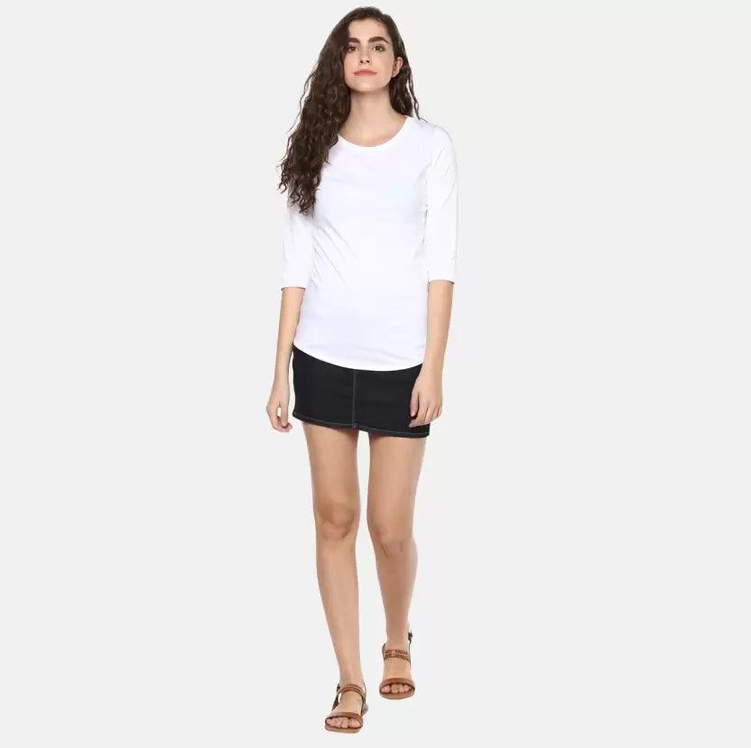 Pack of 3 Women Self Design, Solid Round Neck Multicolor T-Shirt (BLUE,WHITE,YELLOW) - Young Trendz